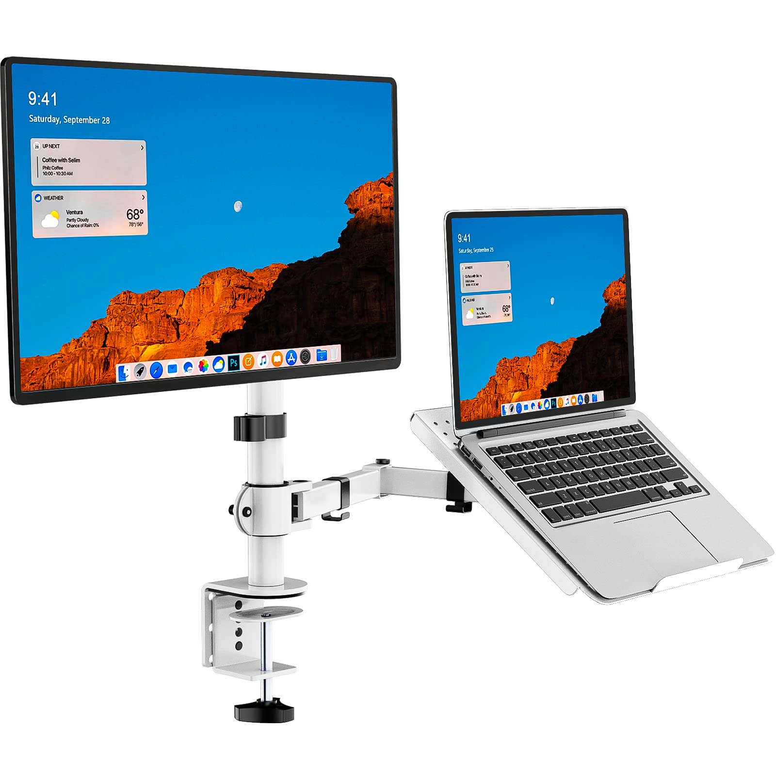 Soporte Para Ordenador Portátil Y Monitor Wali M001lp-w, Blanco - Venta Internacional.