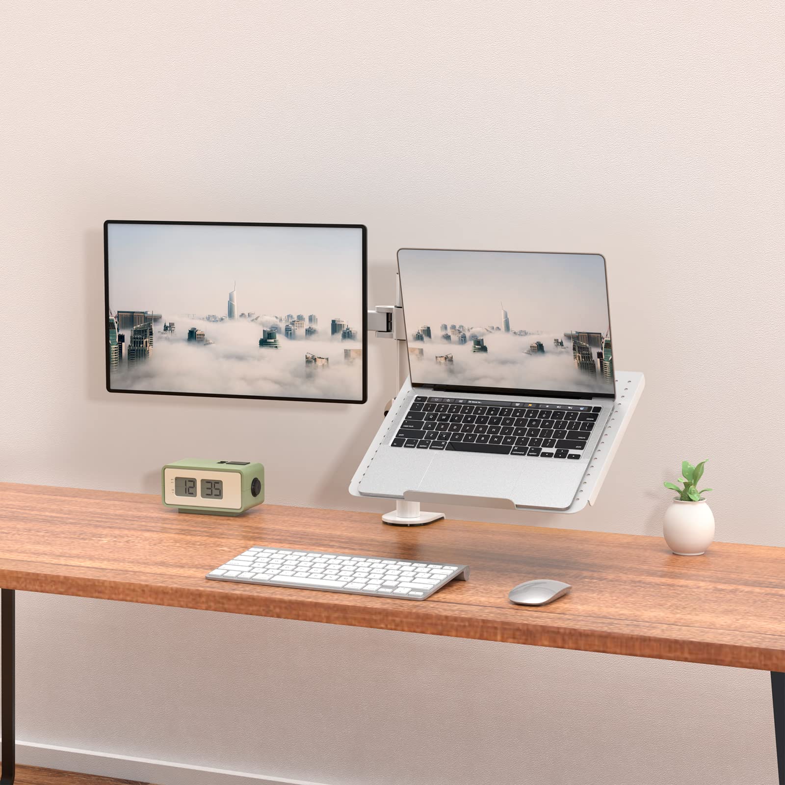 Foto 2 | Soporte Para Ordenador Portátil Y Monitor Wali M001lp-w, Blanco - Venta Internacional.