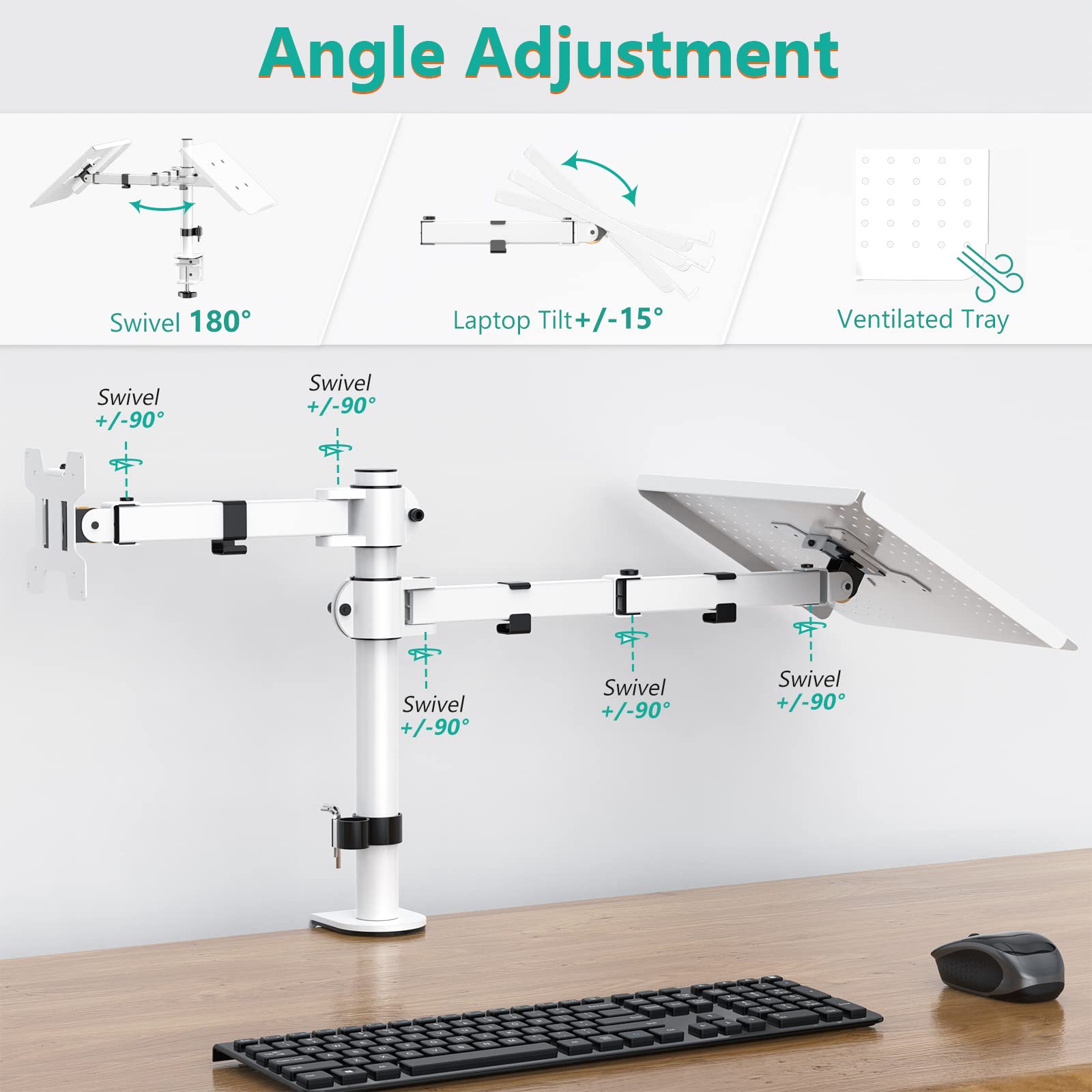 Foto 5 pulgar | Soporte Para Ordenador Portátil Y Monitor Wali M001lp-w, Blanco - Venta Internacional.