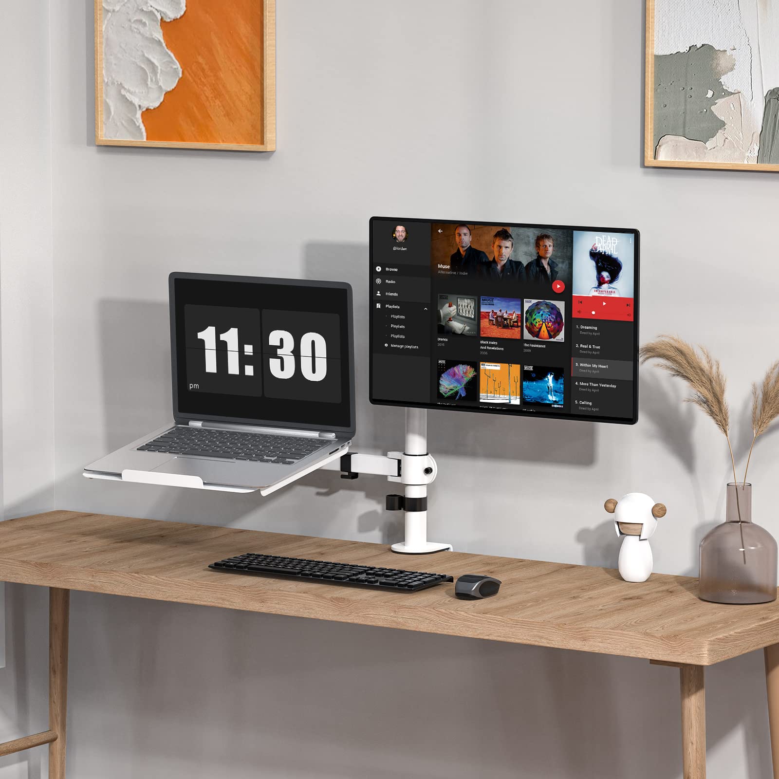 Foto 7 | Soporte Para Ordenador Portátil Y Monitor Wali M001lp-w, Blanco - Venta Internacional.