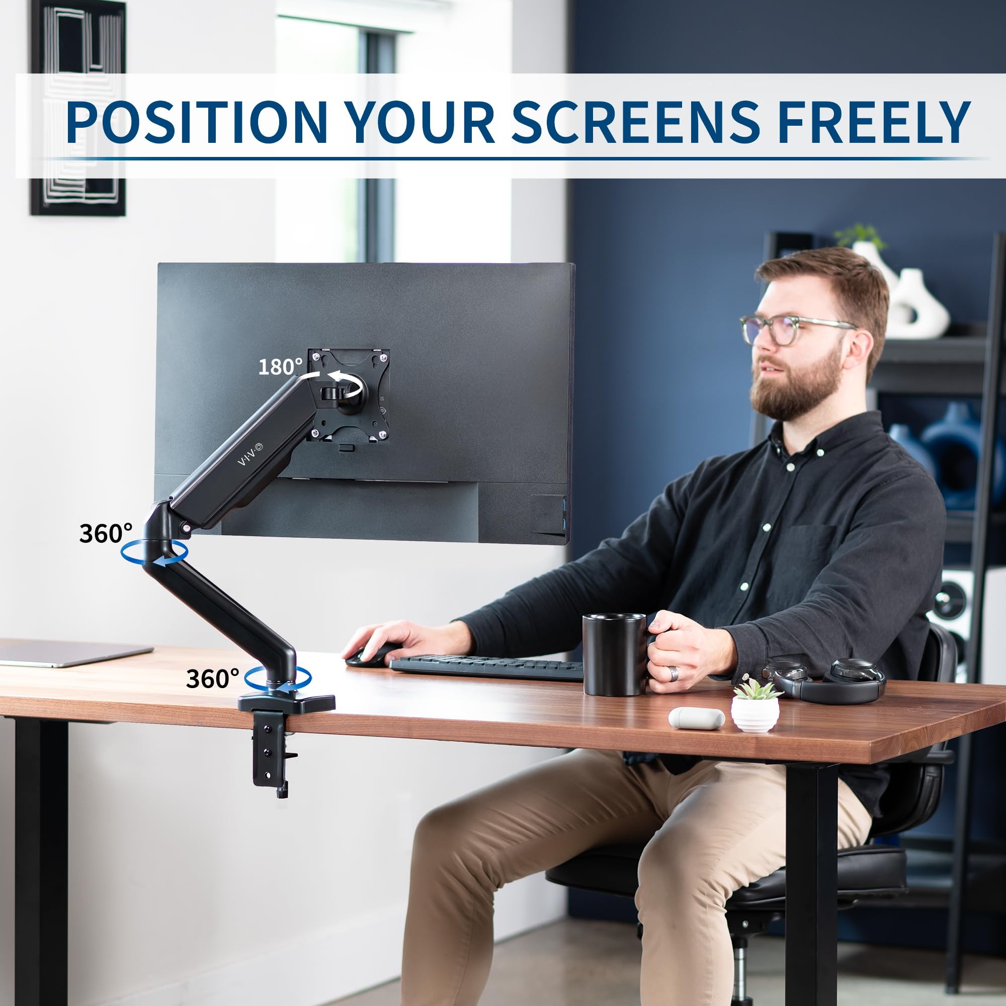 Foto 5 pulgar | Soporte de Escritorio para Monitor Vivo Stand-v001o Para 17 a 32" - Venta Internacional