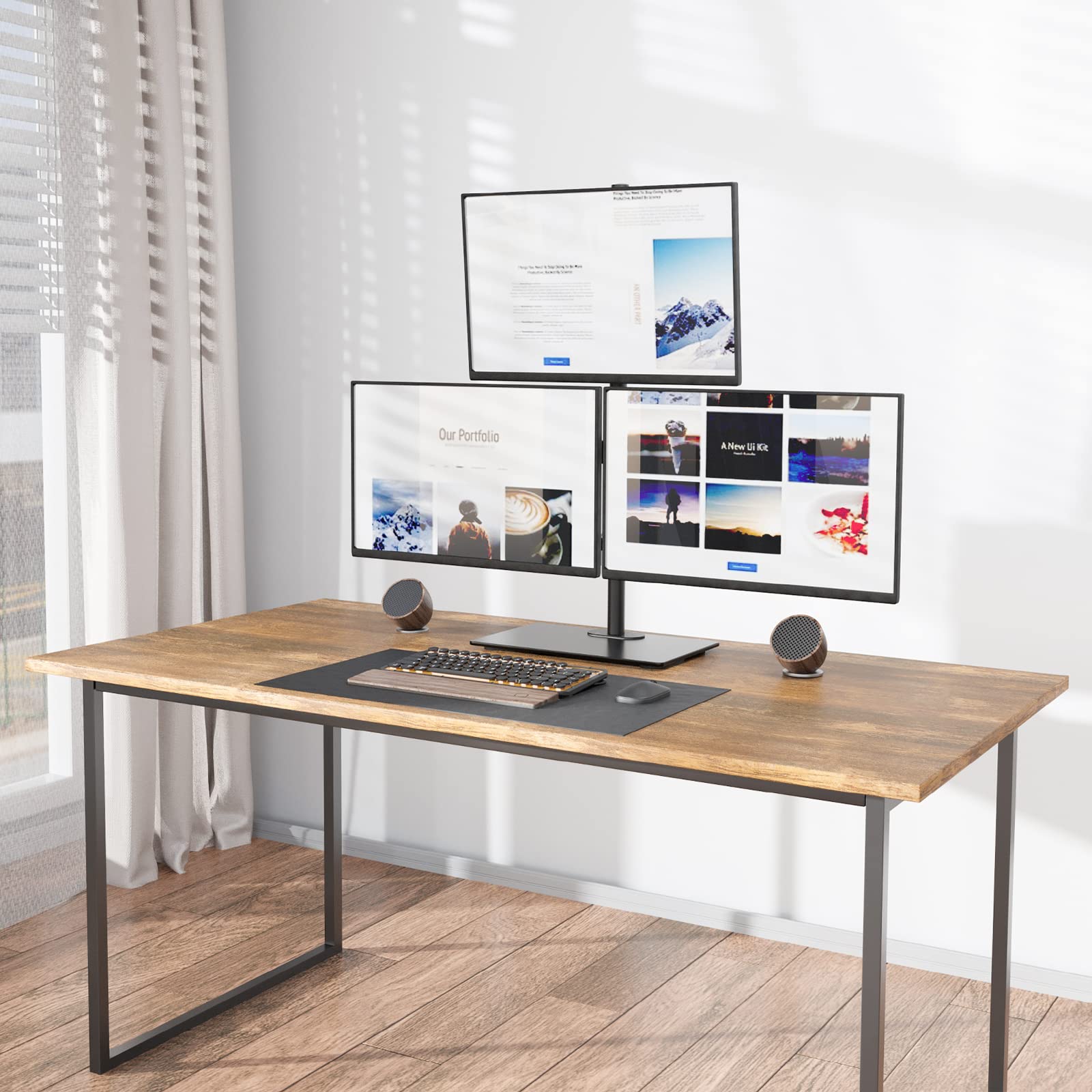 Foto 4 pulgar | Soporte de Escritorio para Triple Monitor Wali M003 Blanco 27 " 10 kg - Venta Internacional