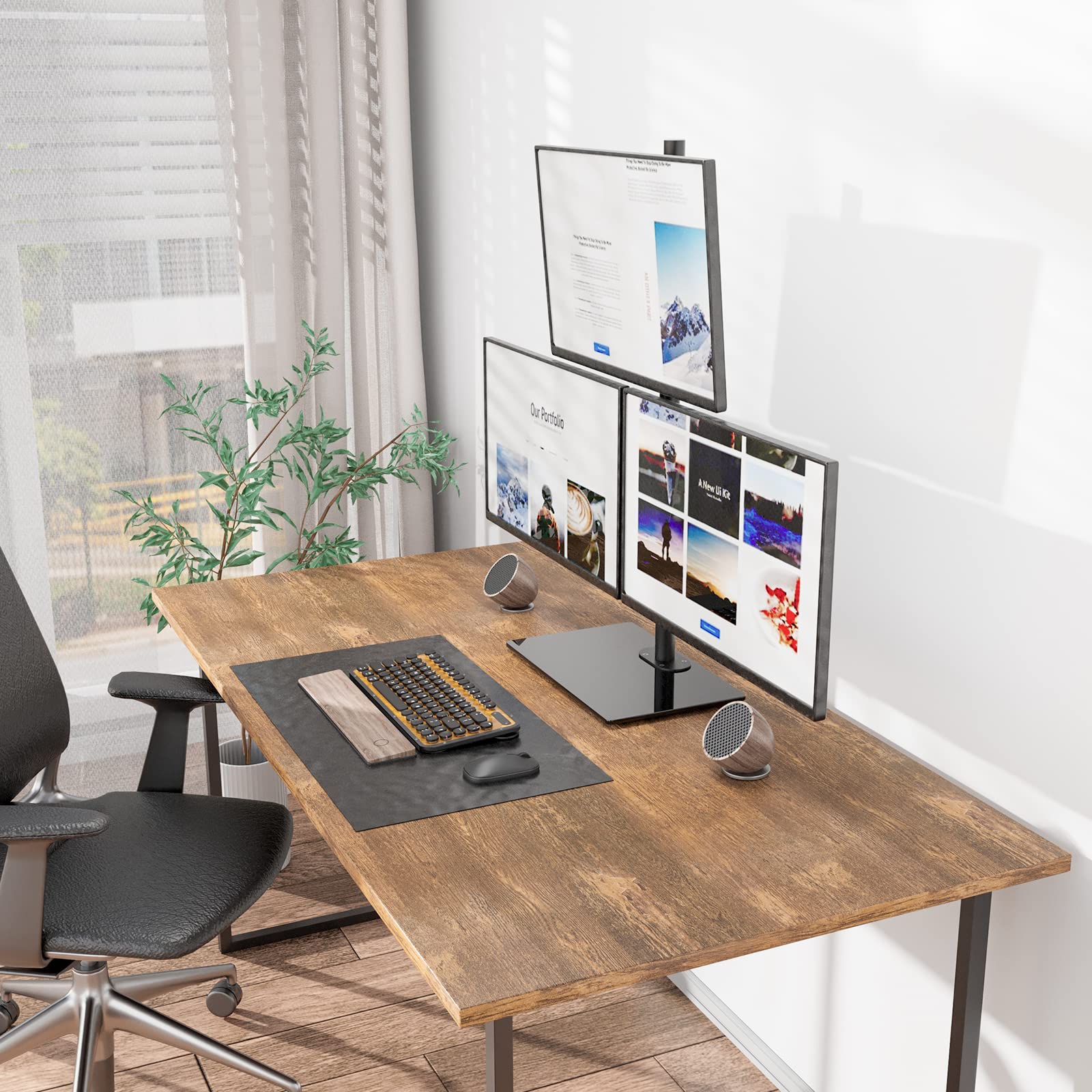 Foto 6 pulgar | Soporte de Escritorio para Triple Monitor Wali M003 Blanco 27 " 10 kg - Venta Internacional