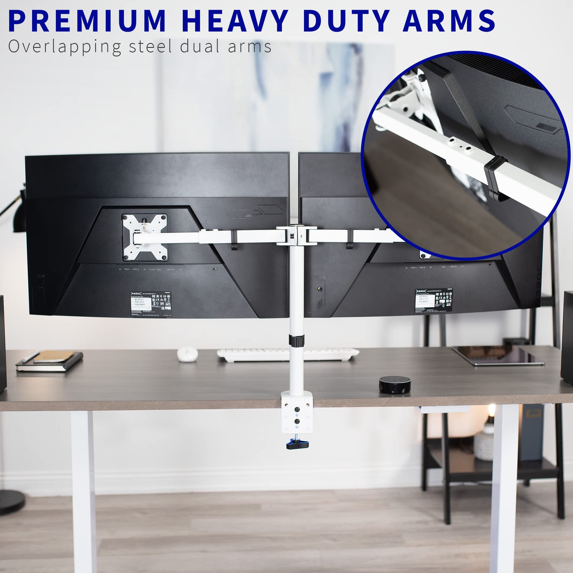Foto 3 | Soporte de Escritorio Vivo Blanco Stand-v002ew 21 a 32'' para 2 Pantallas - Venta Internacional