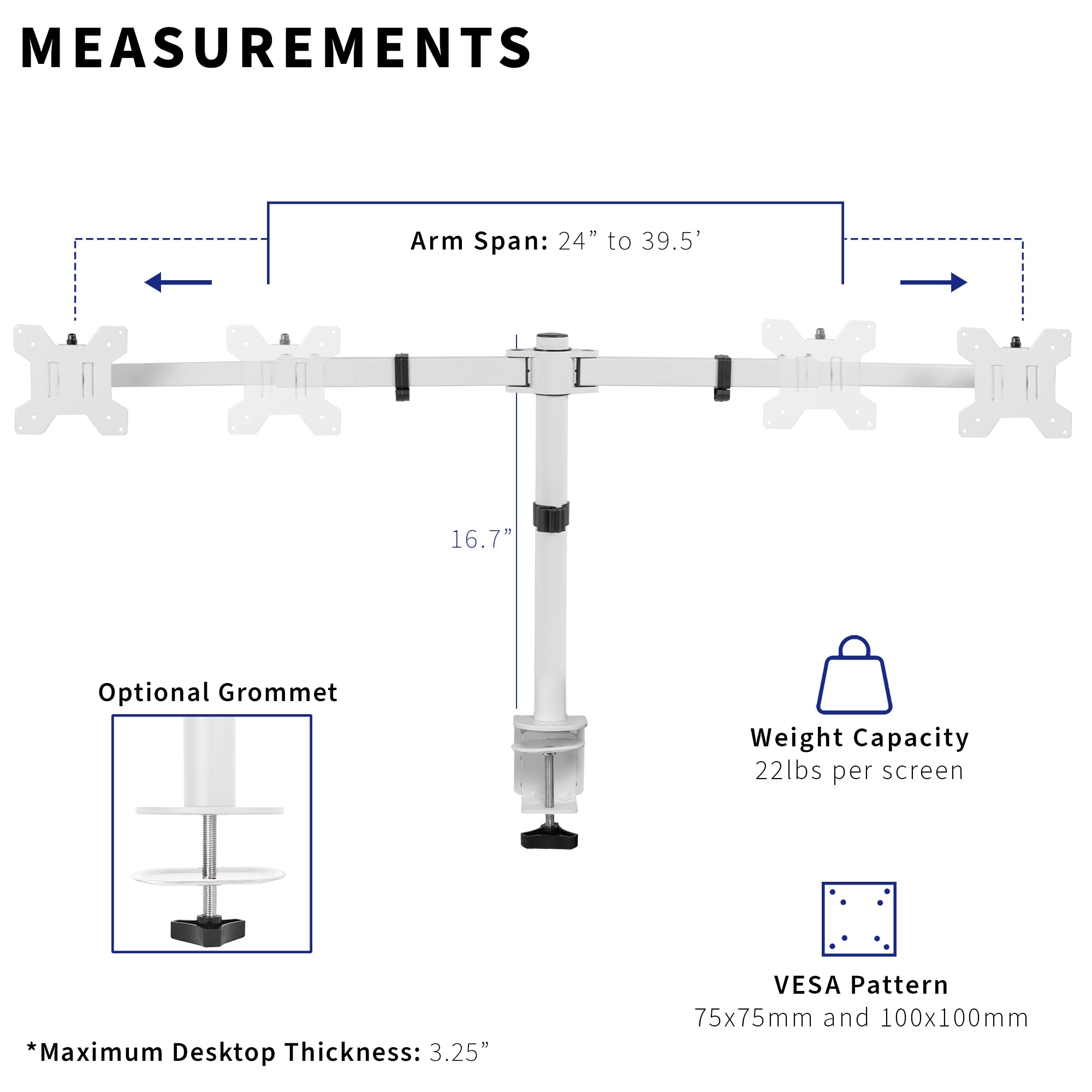 Foto 6 | Soporte de Escritorio Vivo Stand-ts38cw para Pantallas de 27 a 38 " - Venta Internacional