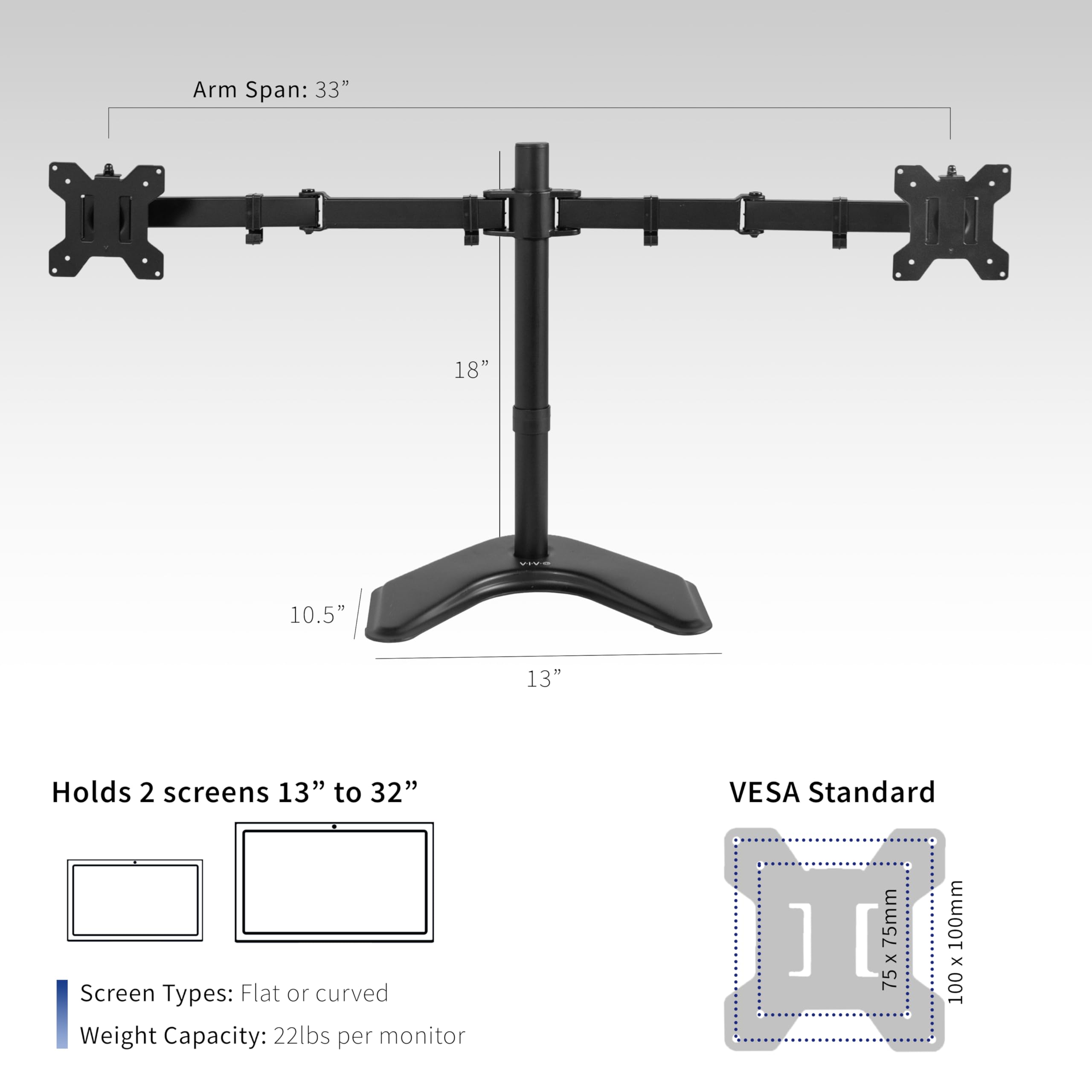Foto 4 pulgar | Soporte de Monitor Vivo Stand-v032f para 2 Pantallas de hasta 32 " - Venta Internacional