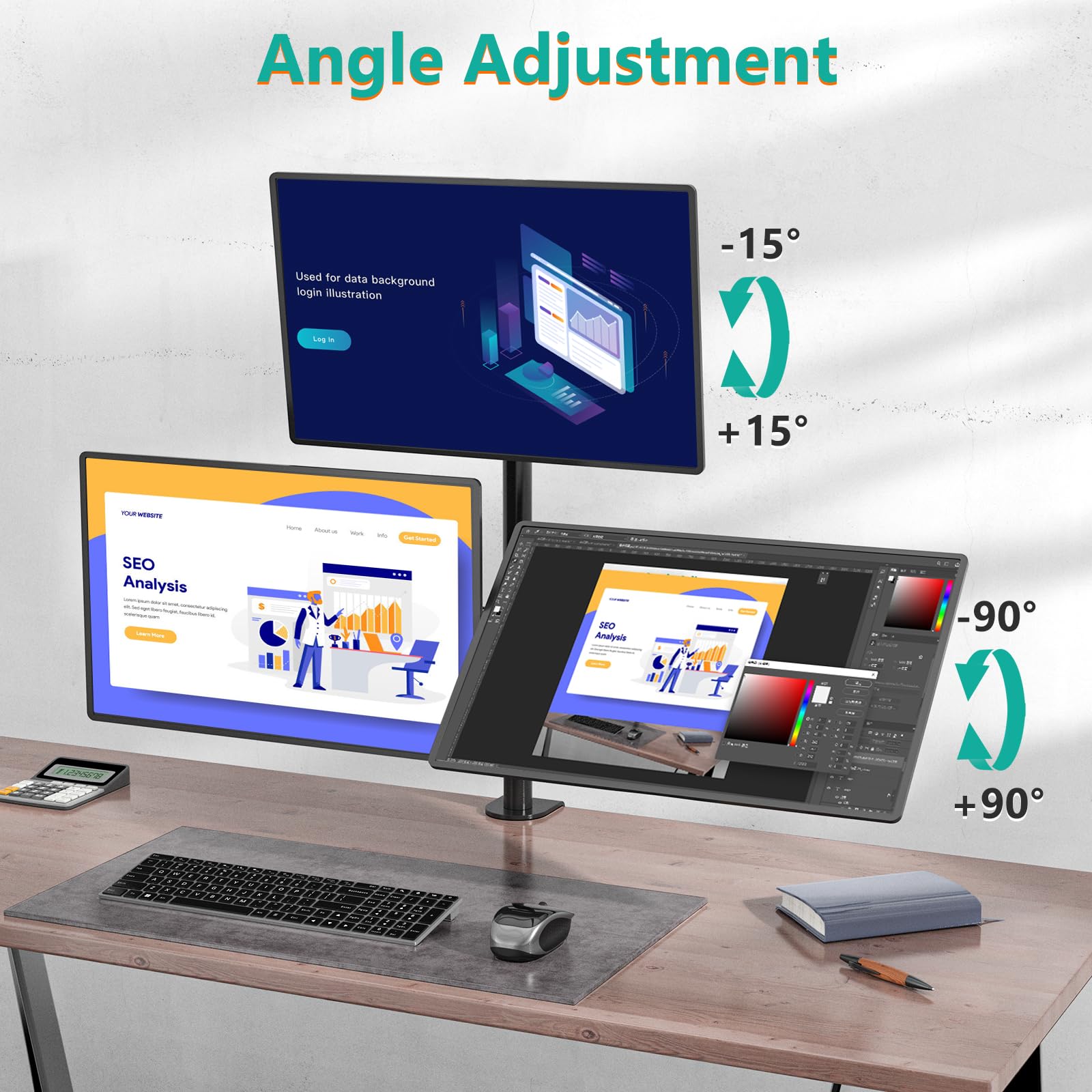 Foto 5 pulgar | Soporte de Escritorio Wali para Monitor Triple-Venta Internacional