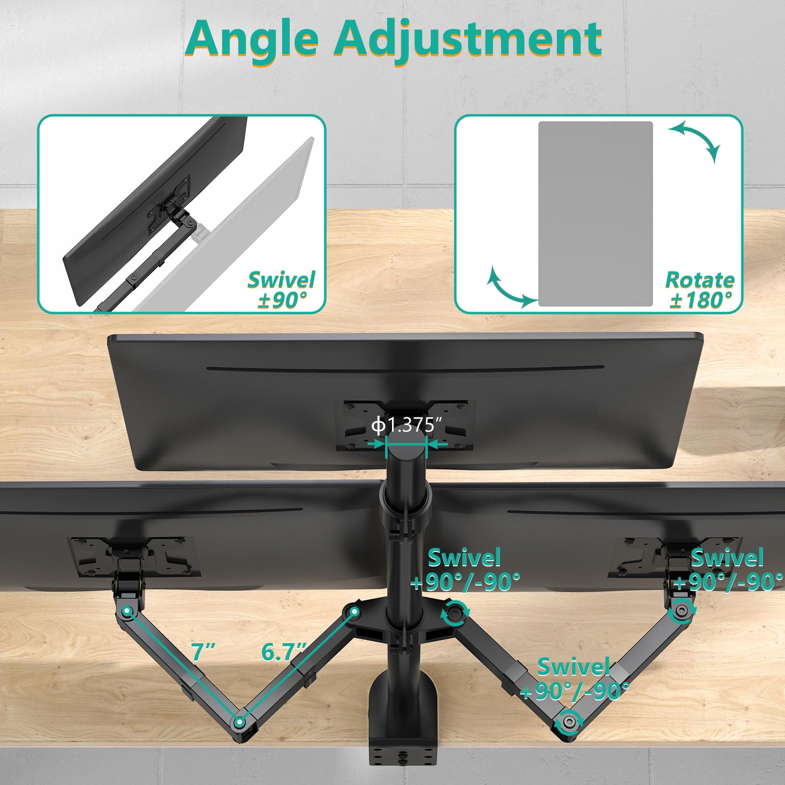 Foto 6 pulgar | Soporte de Escritorio Wali para Monitor Triple-Venta Internacional