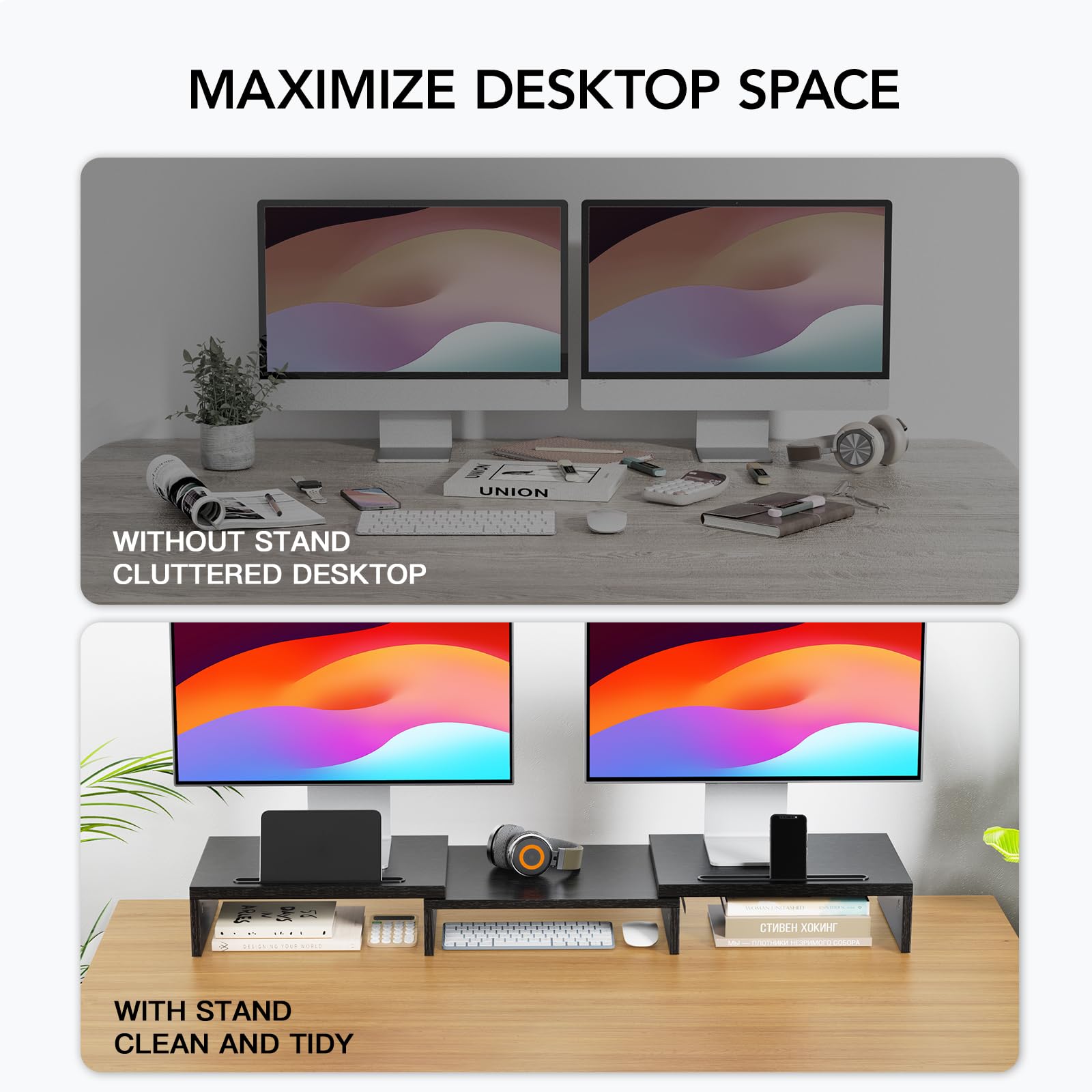 Foto 3 pulgar | Soporte Para Dos Monitores Huanuo Para 2 Monitores Con Almacenamiento - Venta Internacional.