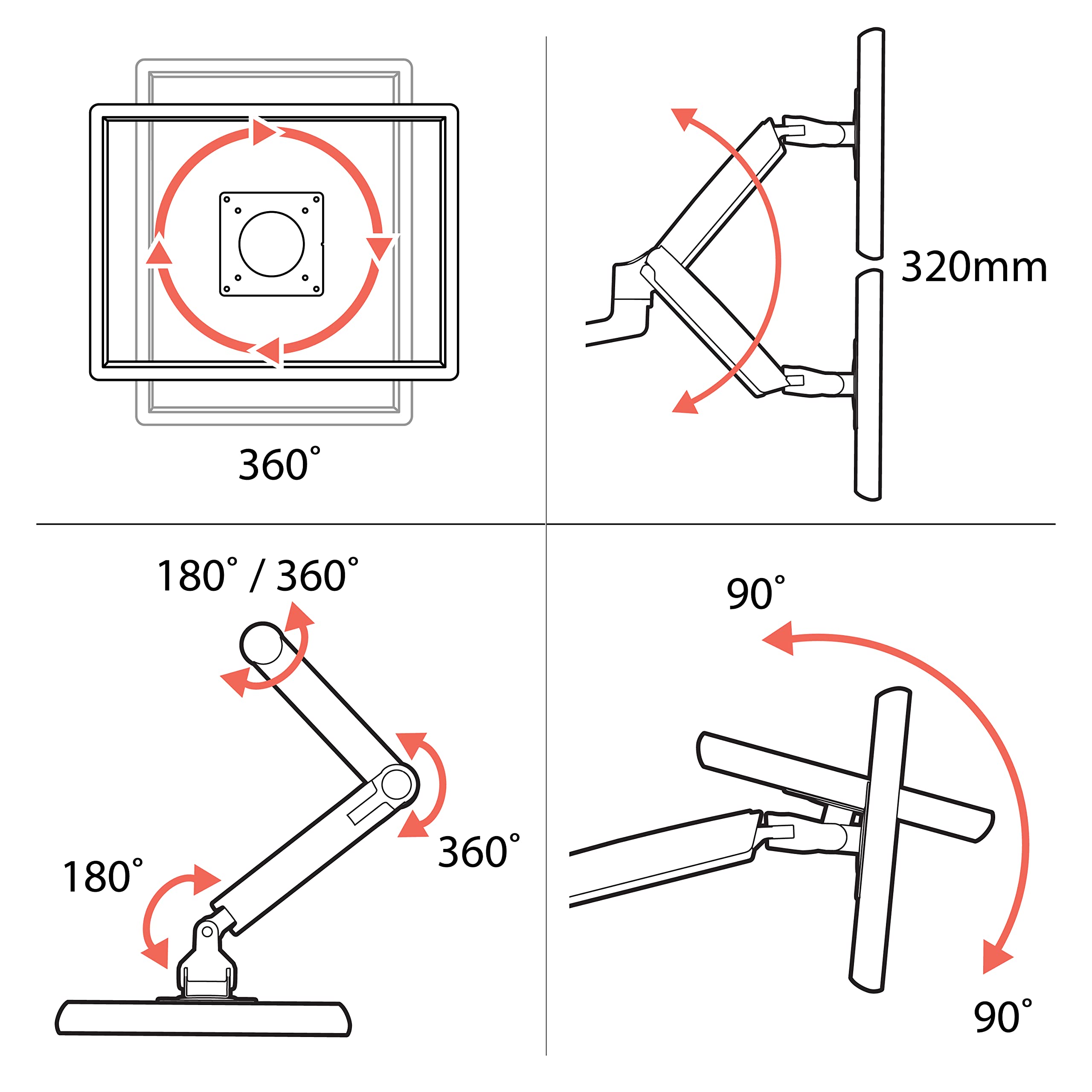 Foto 5 | Soporte De Escritorio Monitor Arm Ergotron Mxv Vesa Para Monitores De 34 Pulgadas - Venta Internacional.