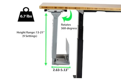 Foto 4 | Soporte Para Cpu Uncaged Ergonomics Cpu1 Ajustable Debajo Del Escritorio - Venta Internacional.