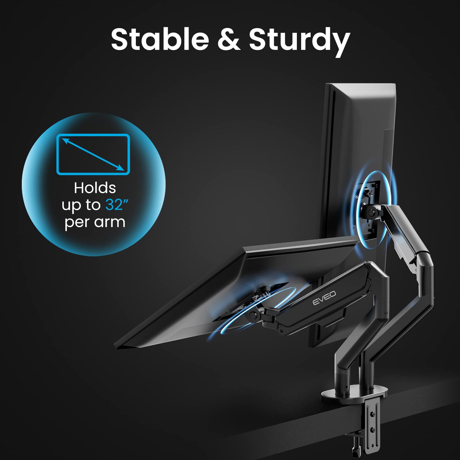 Foto 5 | Soporte Para Dos Monitores Eveo Premium De 14 A 32 Pulgadas Con Altura Ajustable - Venta Internacional.