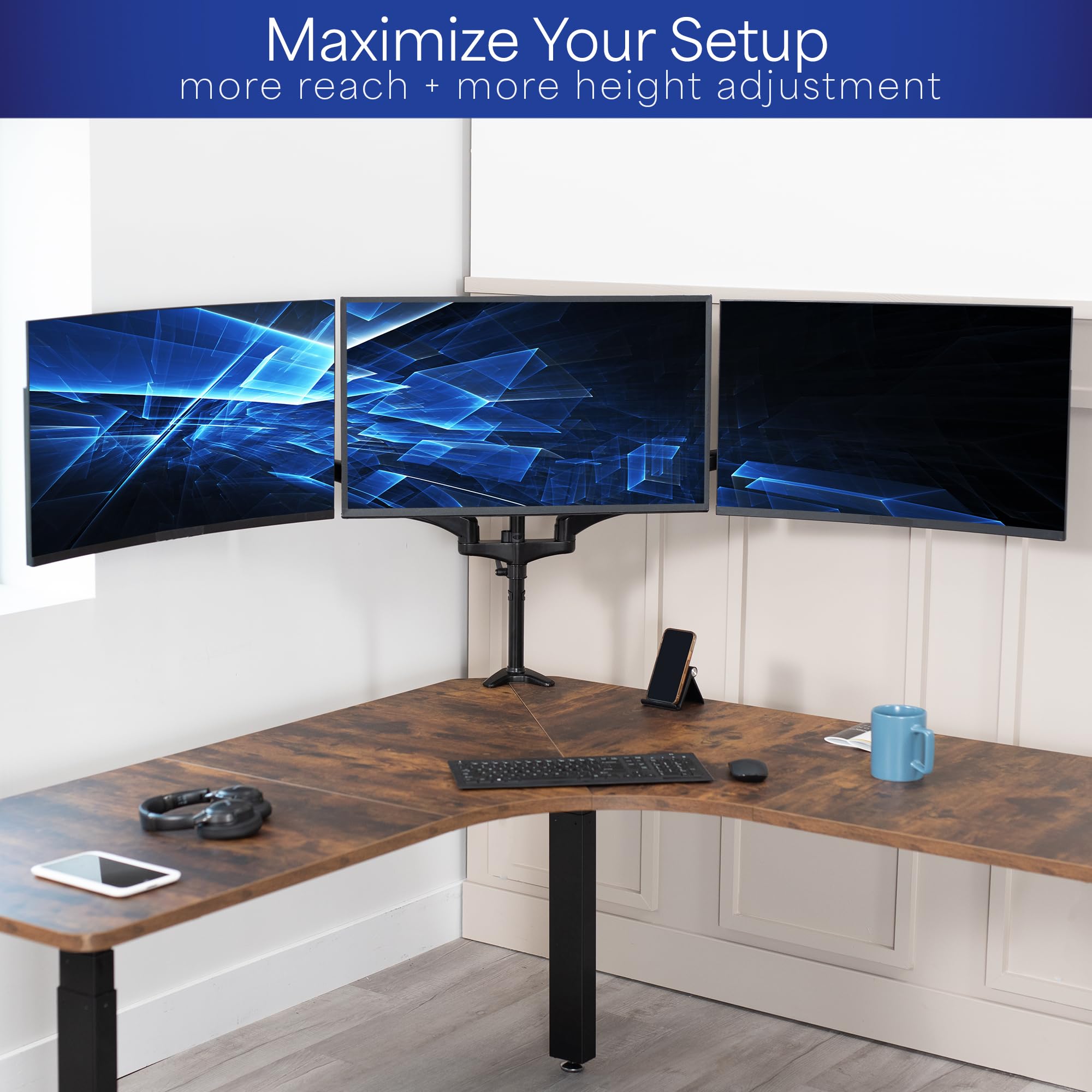 Foto 7 pulgar | Soporte Triple Para Monitor Vivo Stand-v300g 43-81 Cm Con Brazos Neumáticos - Venta Internacional.