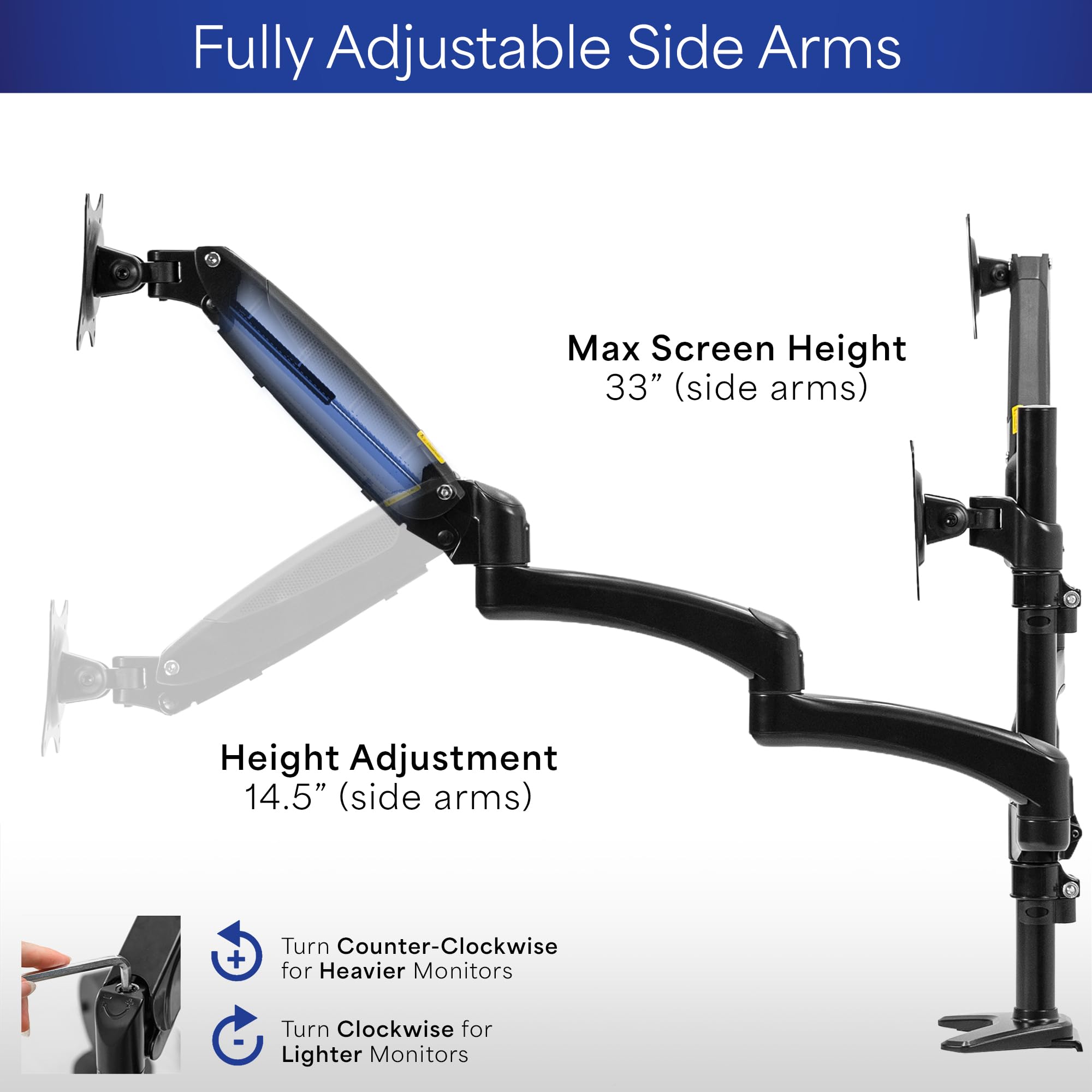 Foto 8 pulgar | Soporte Triple Para Monitor Vivo Stand-v300g 43-81 Cm Con Brazos Neumáticos - Venta Internacional.