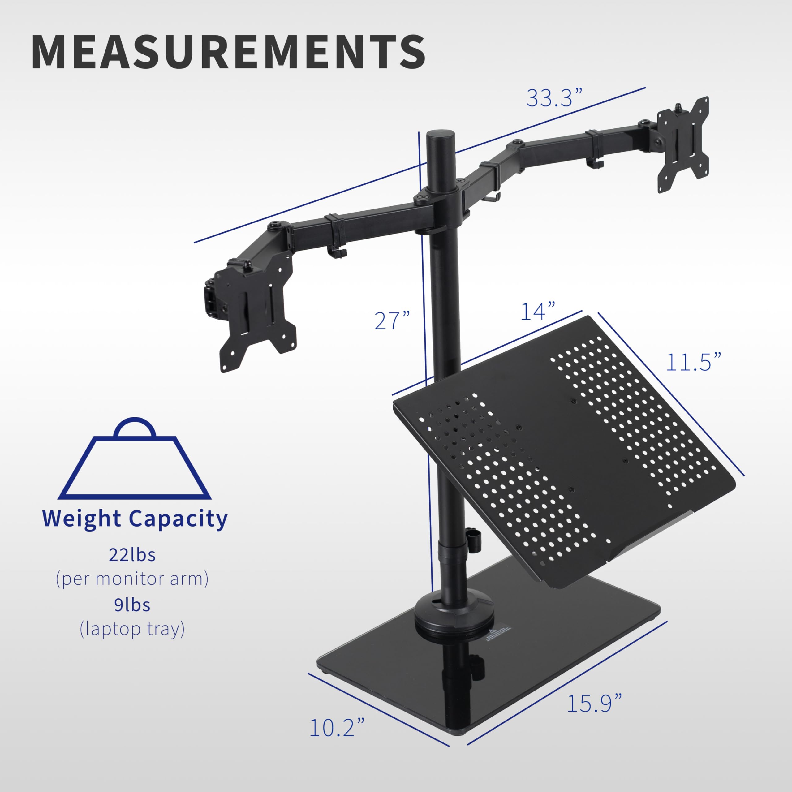 Foto 3 | Soporte De Escritorio Para Doble Monitor Y Portátil Vivo Stand-v003fgl - Venta Internacional.