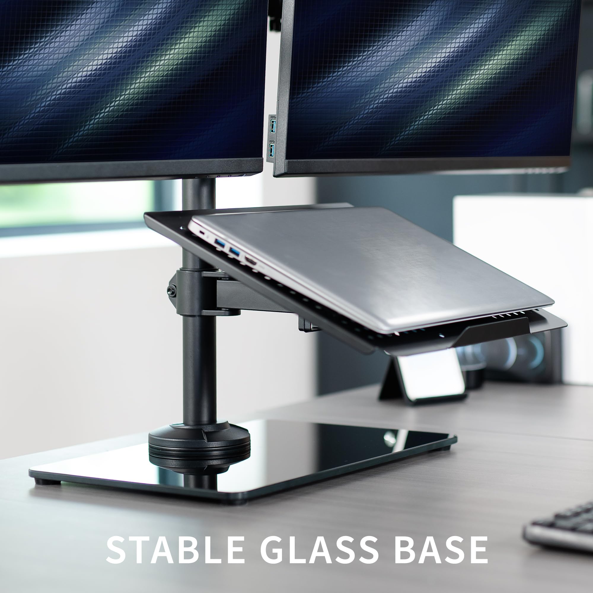 Foto 4 | Soporte De Escritorio Para Doble Monitor Y Portátil Vivo Stand-v003fgl - Venta Internacional.
