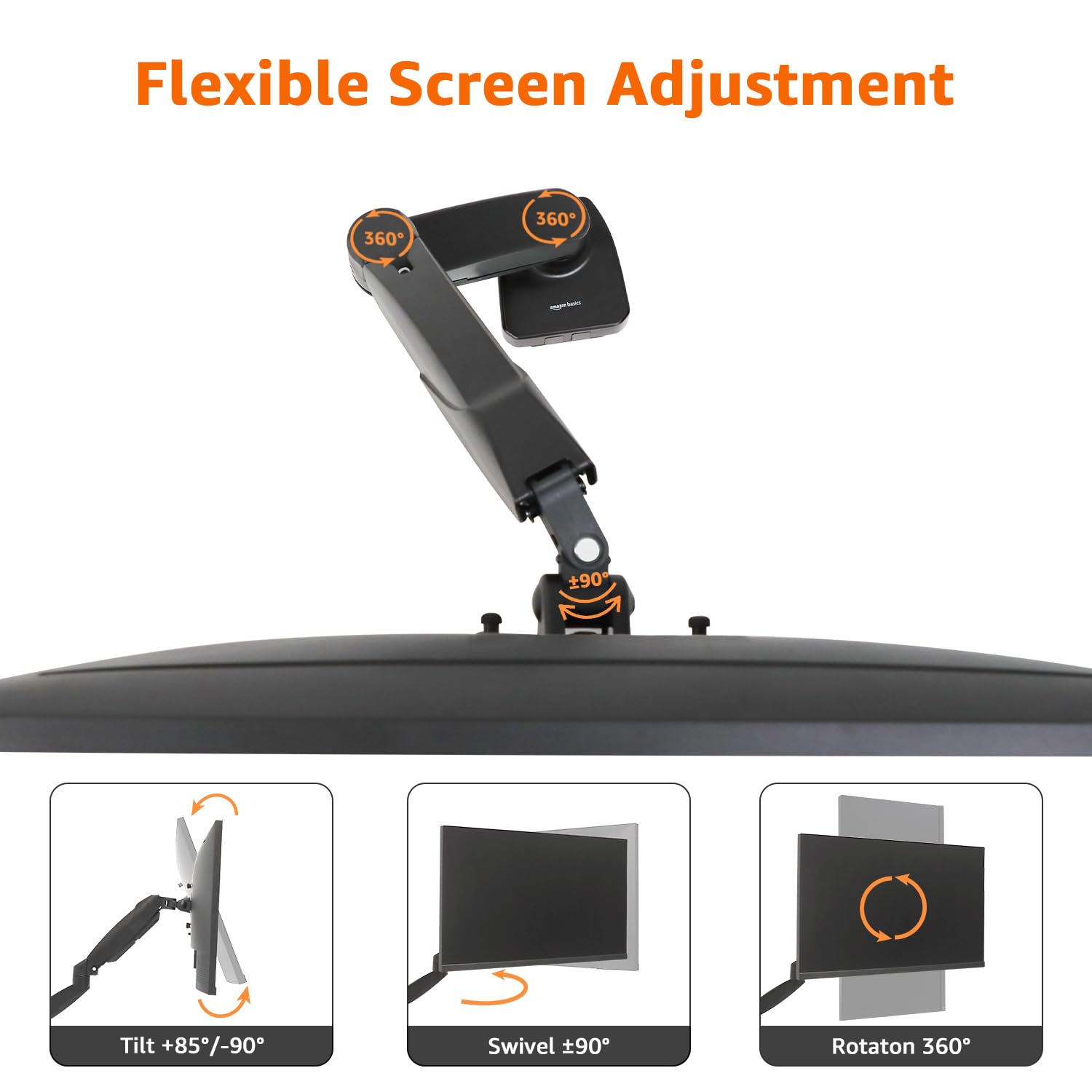 Foto 4 pulgar | Soporte De Brazo Para Monitor De Ordenador Individual Gas Spring Amazon Basics - Venta Internacional.