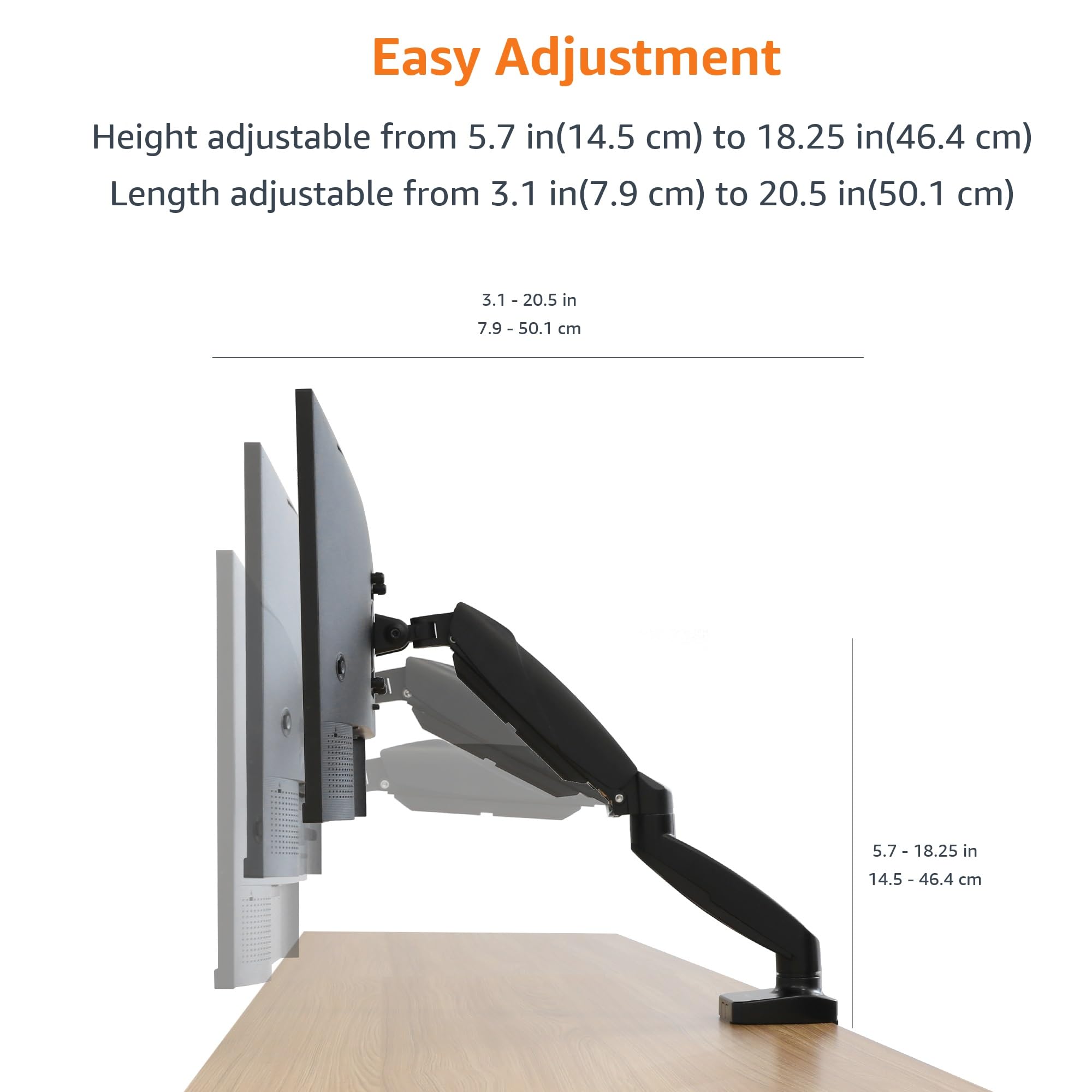 Foto 5 pulgar | Soporte De Brazo Para Monitor De Ordenador Individual Gas Spring Amazon Basics - Venta Internacional.