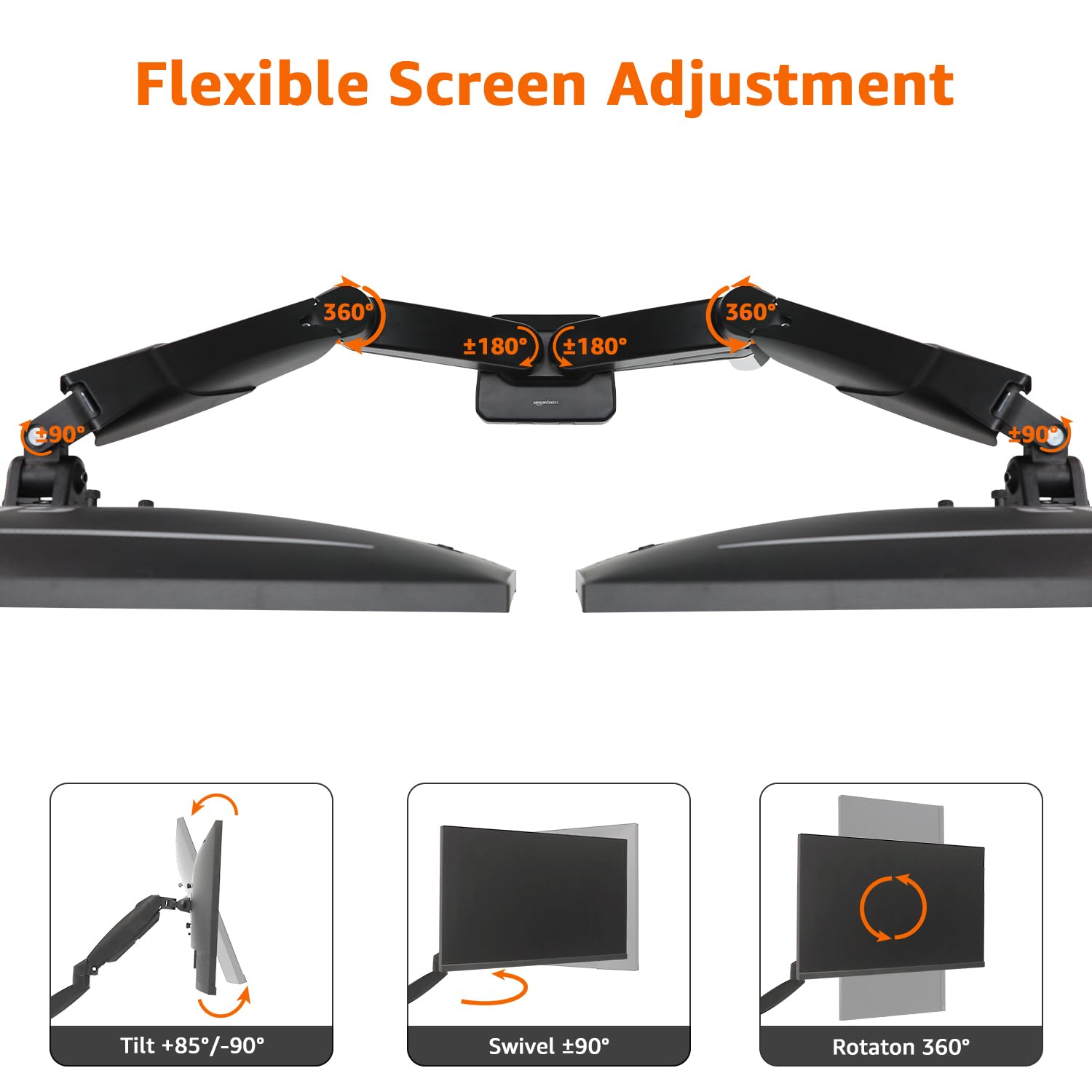 Foto 3 | Soporte De Brazo Para Monitor De Ordenador Dual Amazon Basics Gas Spring - Venta Internacional.