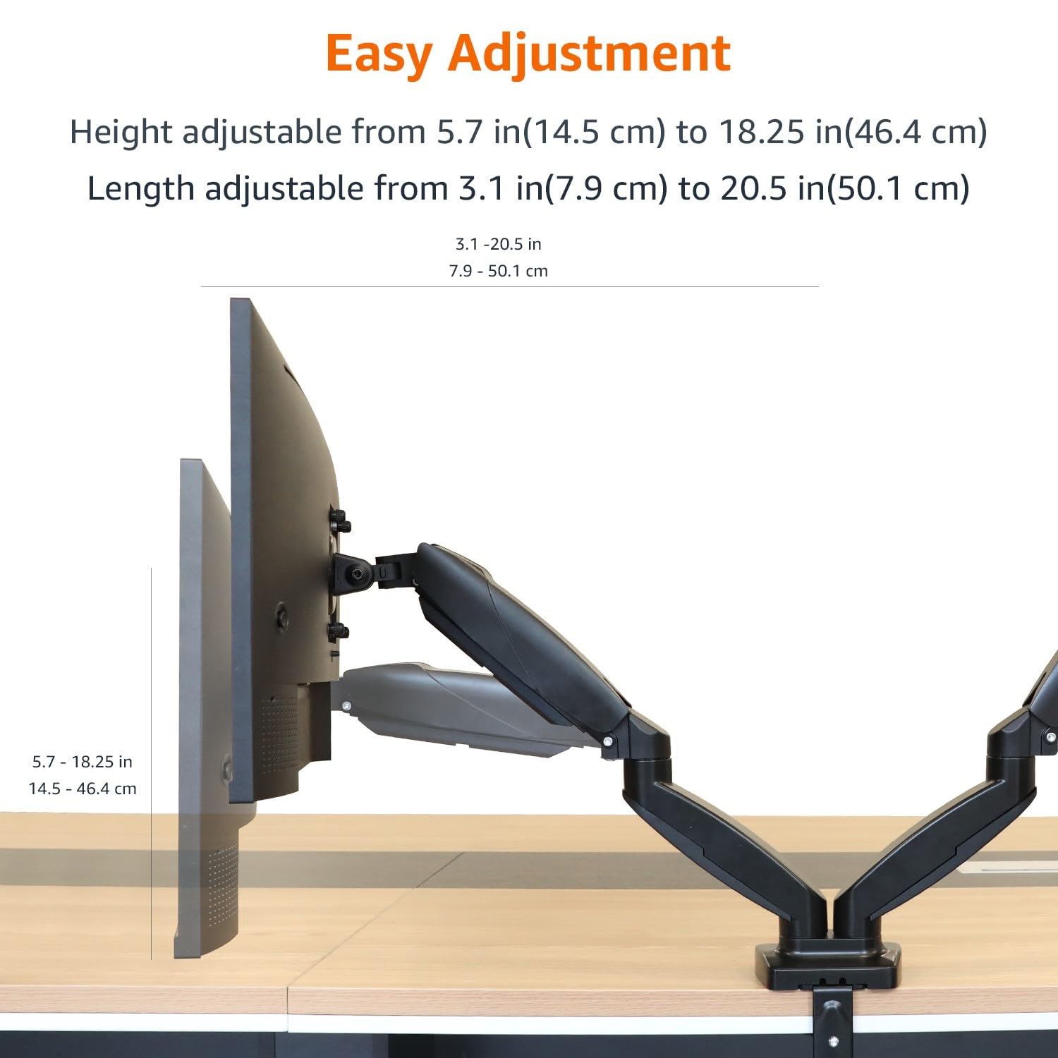 Foto 4 | Soporte De Brazo Para Monitor De Ordenador Dual Amazon Basics Gas Spring - Venta Internacional.