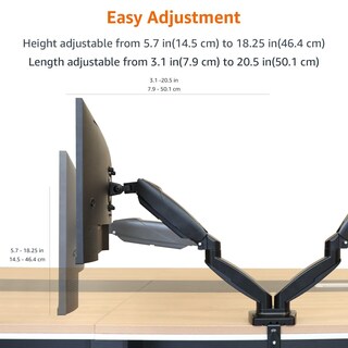 Foto 4 | Soporte De Brazo Para Monitor De Ordenador Dual Amazon Basics Gas Spring - Venta Internacional.