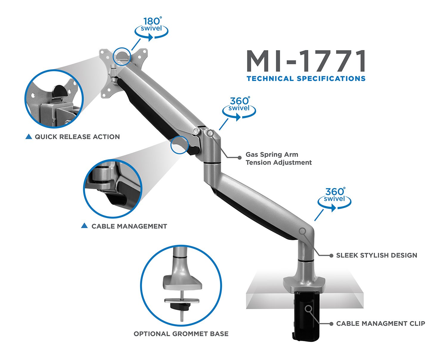 Foto 7 pulgar | Soporte Para Monitor Mount-it! Resorte - Venta Internacional