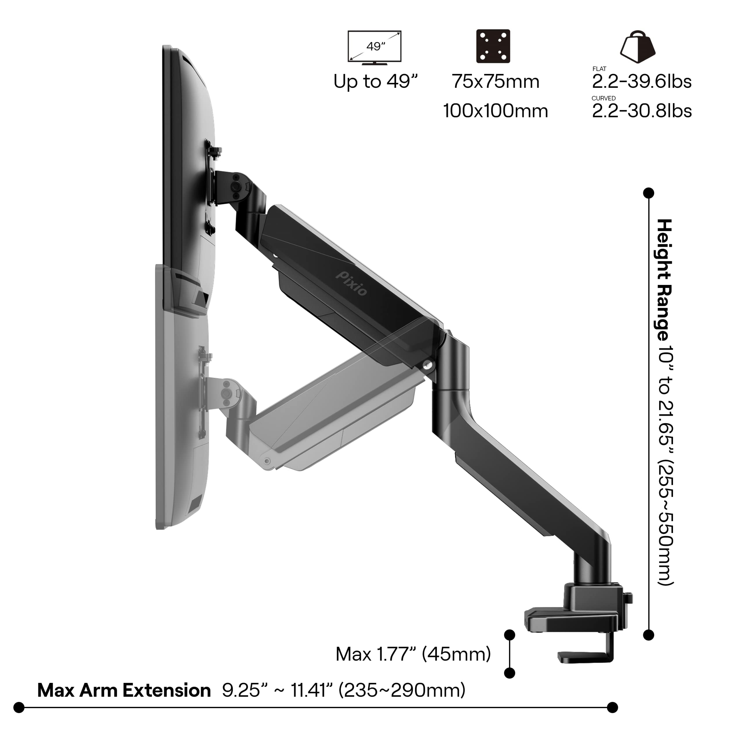 Foto 5 pulgar | Soporte de Escritorio para Monitor Pixio PS2S Ultrawide 49 Pulgadas - Venta Internacional