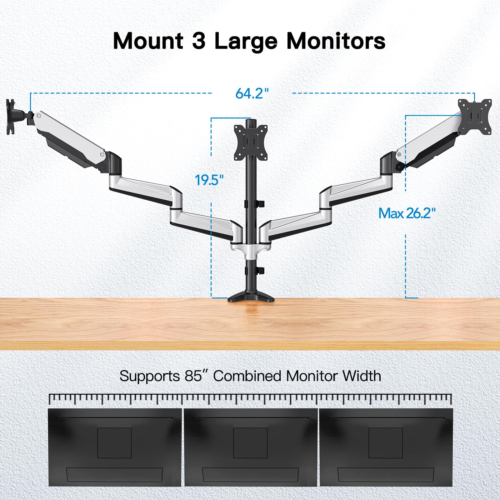Foto 4 pulgar | Soporte Triple para Monitor Huanuo Full Motion para Pantallas de 17 a 32 Pulgadas - Venta Internacional