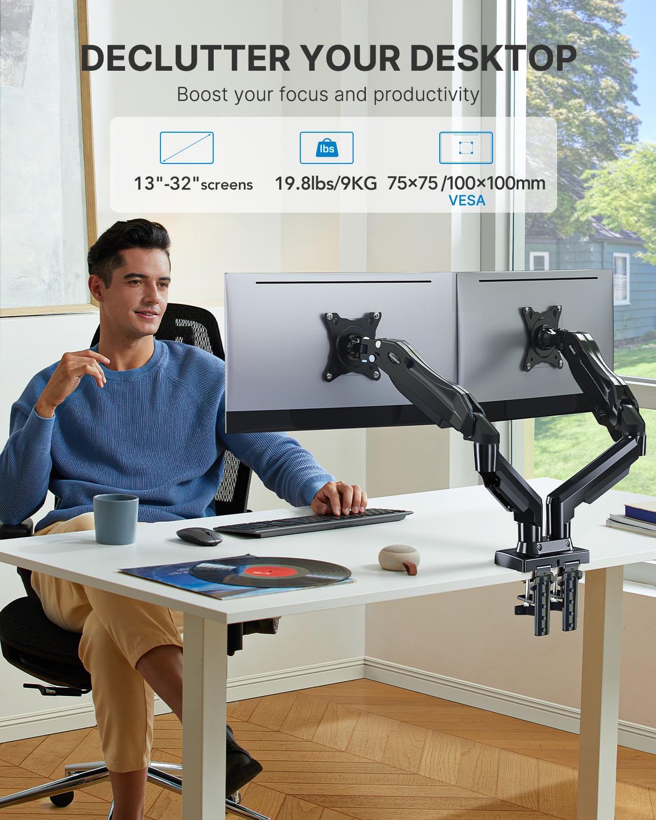 Foto 2 | Soporte Doble para Pantallas Huanuo Totalmente Ajustables de 13 a 32 Pulgadas - Venta Internacional