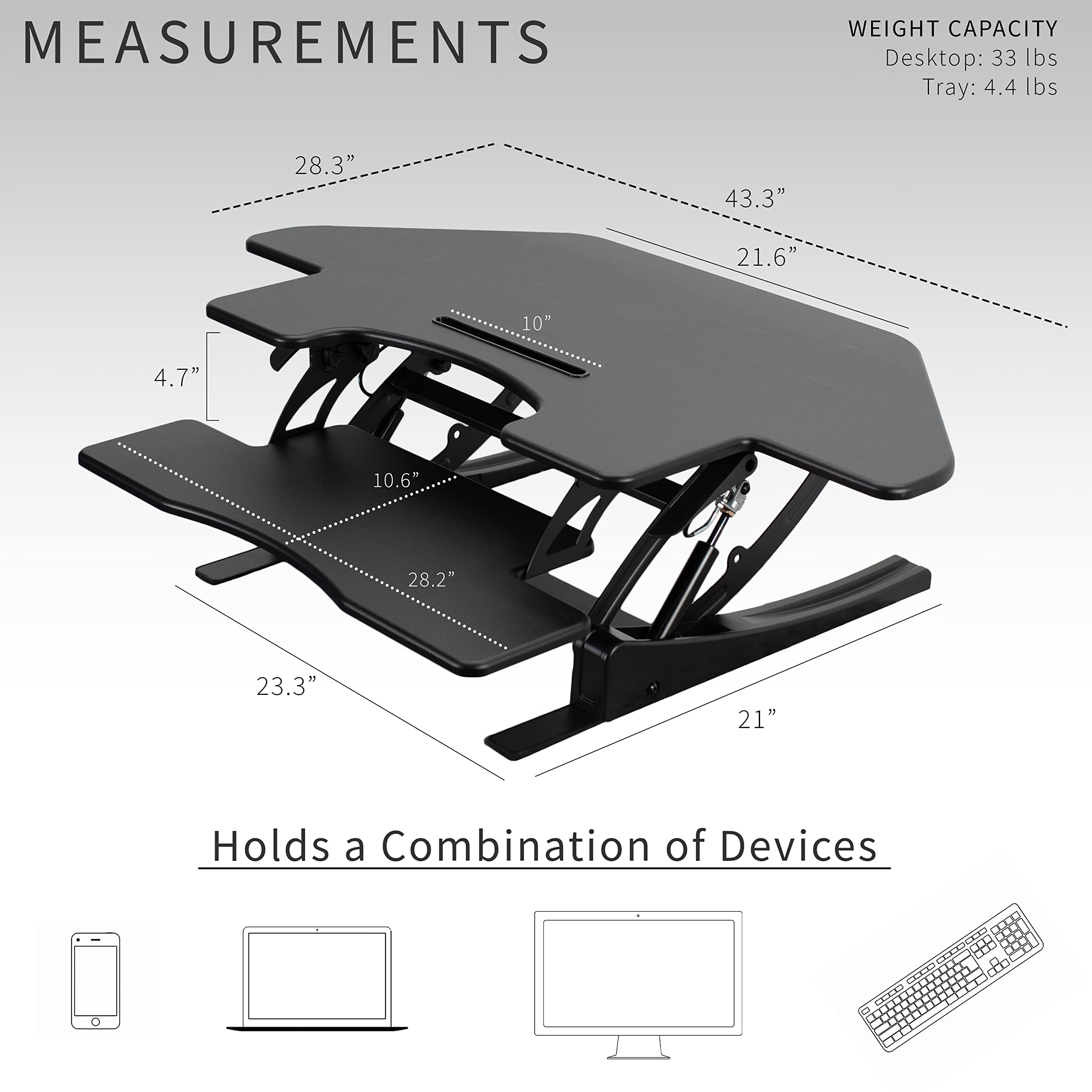 Foto 4 pulgar | Convertidor de Escritorio Vivo Serie V Desk-V000VC de 43 Pulgadas Negro - Venta Internacional