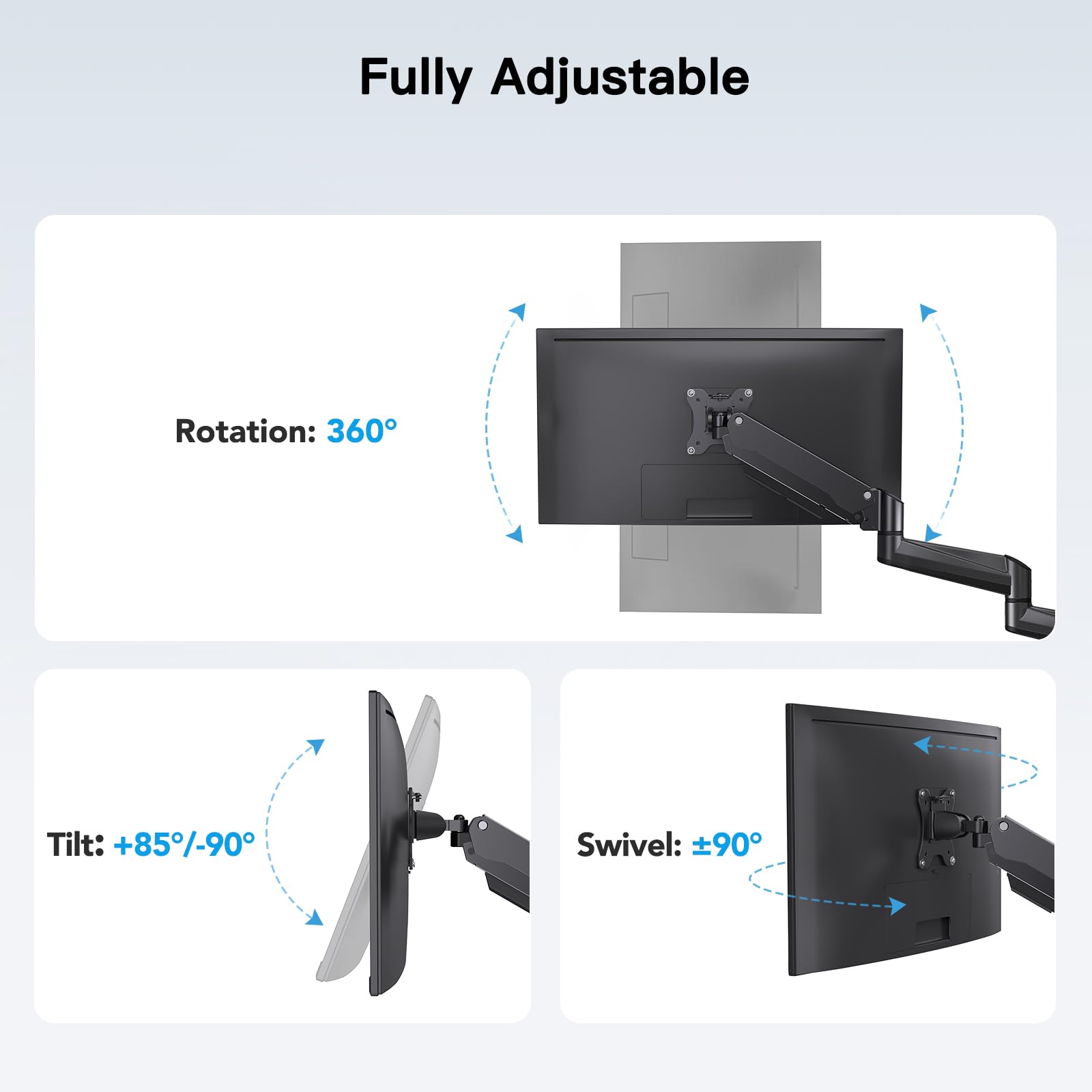 Foto 5 pulgar | Soporte de Triple Monitor Huanuo para Pantallas de 17 a 32 Pulgadas con Resortes de Gas - Venta Internacional