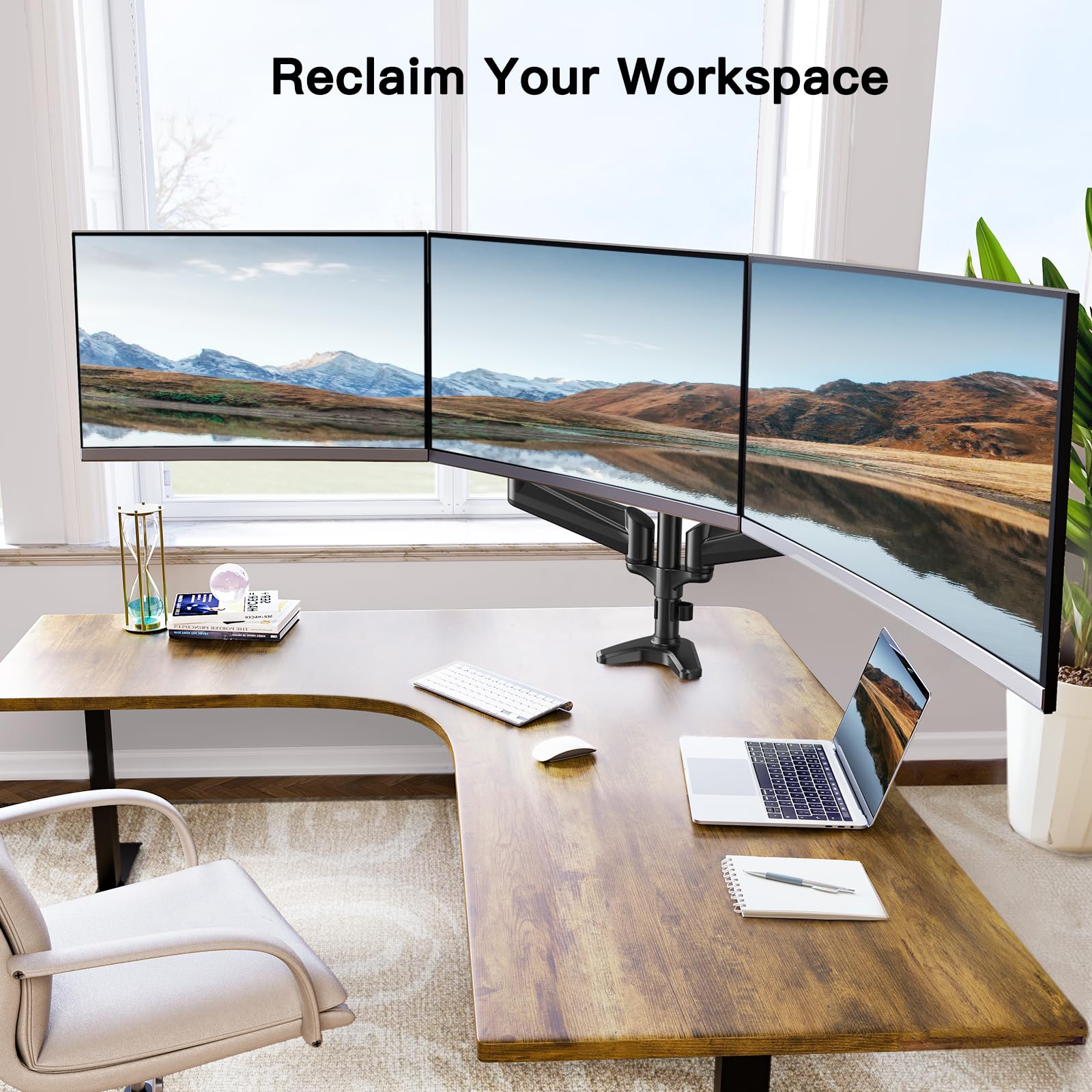 Foto 7 pulgar | Soporte de Triple Monitor Huanuo para Pantallas de 17 a 32 Pulgadas con Resortes de Gas - Venta Internacional