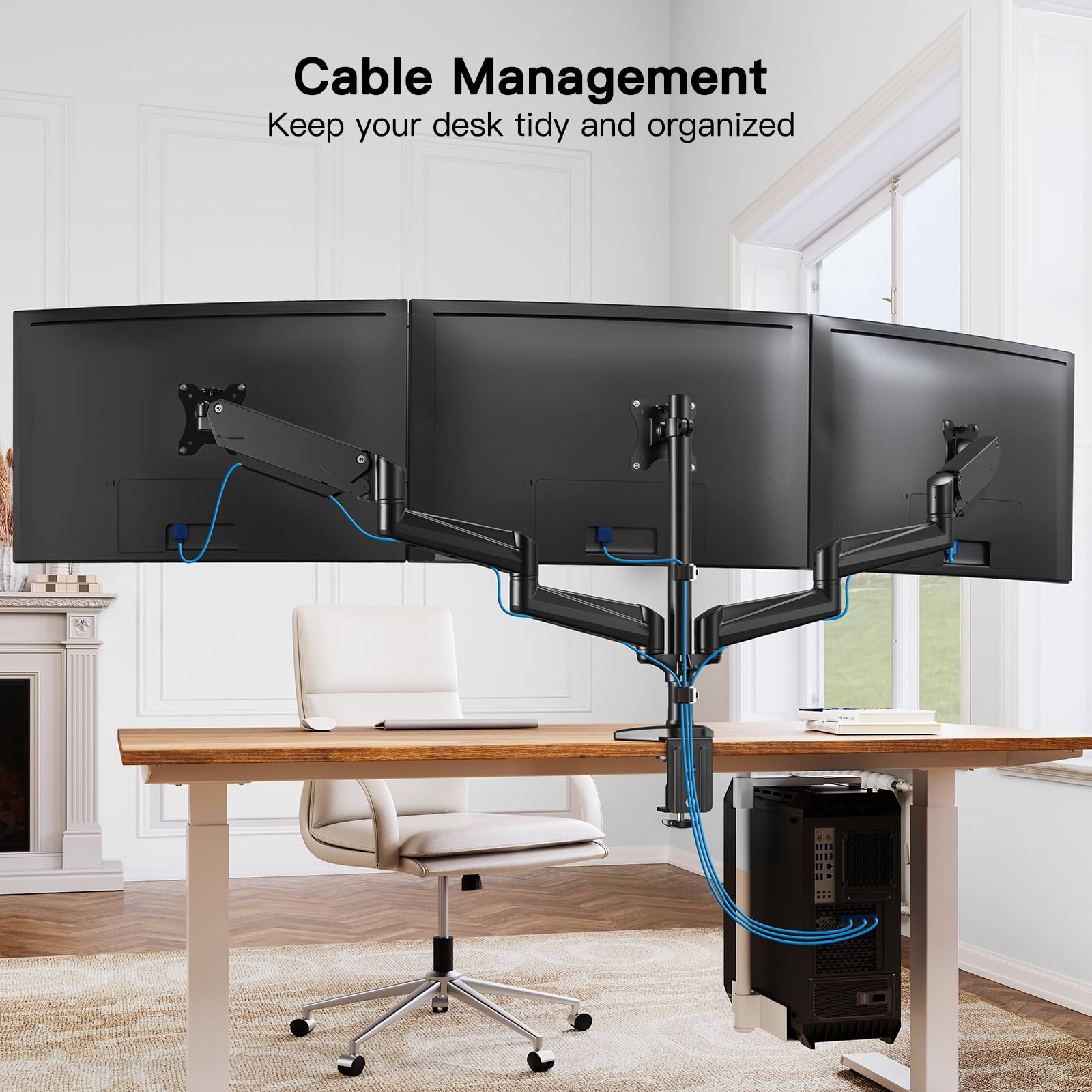Foto 8 pulgar | Soporte de Triple Monitor Huanuo para Pantallas de 17 a 32 Pulgadas con Resortes de Gas - Venta Internacional