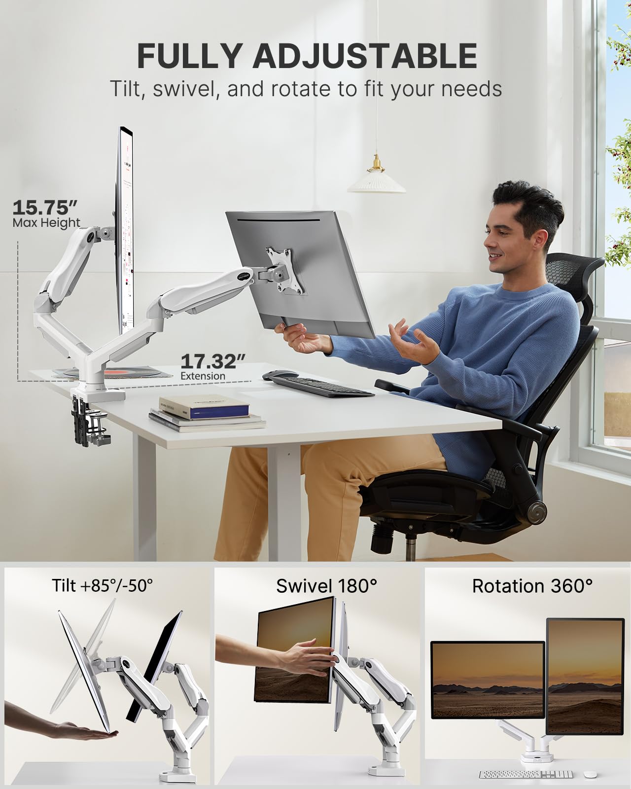 Foto 4 pulgar | Soporte Doble para Monitor Huanuo de 13 a 30 pulgadas-Venta Internacional