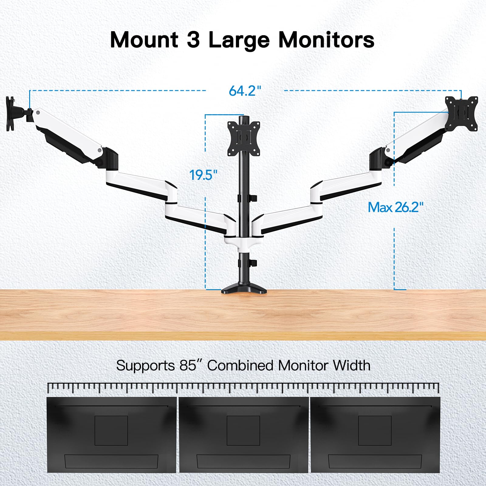 Foto 3 | Soporte Triple para Monitor Huanuo de 17 a 32 pulgadas-Venta Internacional