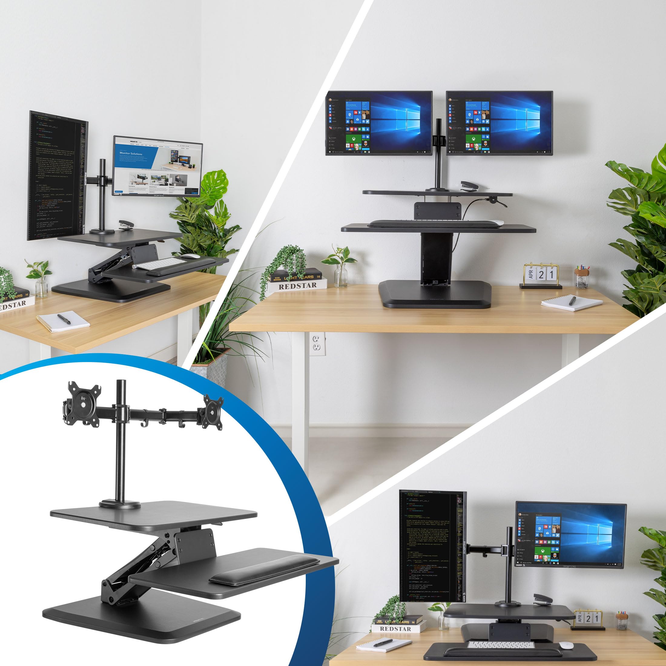 Foto 4 pulgar | Convertidor De Escritorio De Pie Mount-it! Con Soporte Para Doble Monitor - Venta Internacional.