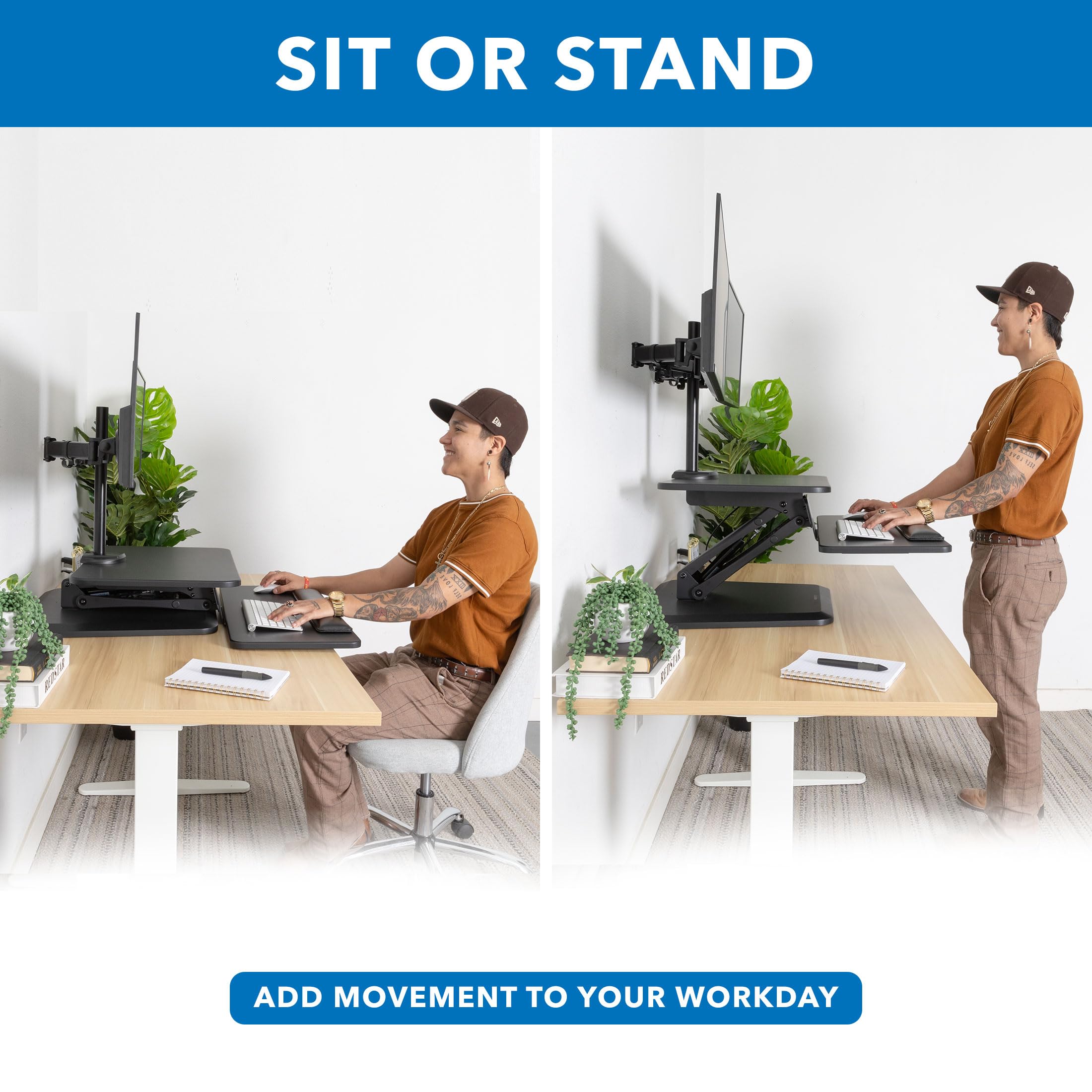 Foto 4 | Convertidor De Escritorio De Pie Mount-it! Con Soporte Para Doble Monitor - Venta Internacional.