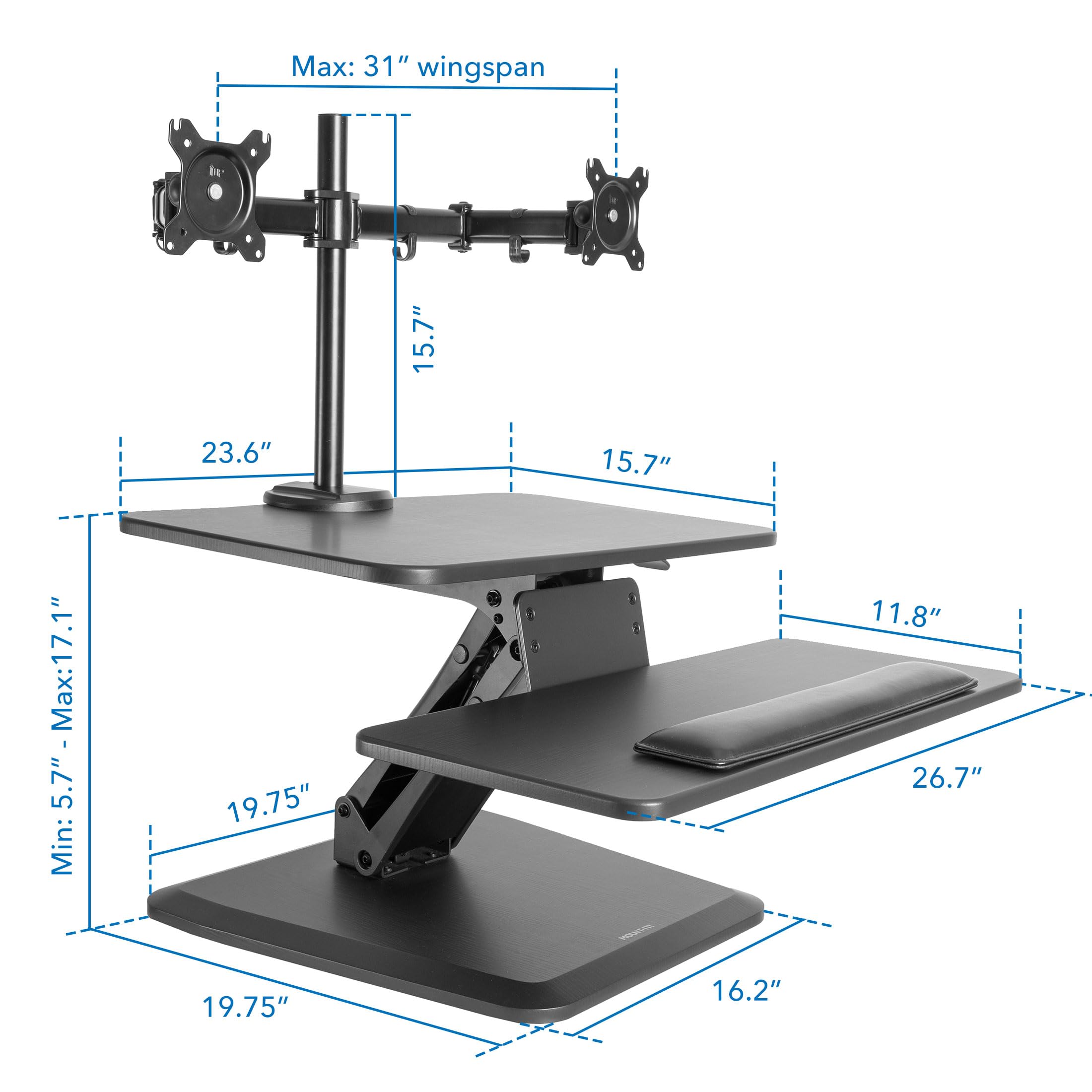 Foto 8 pulgar | Convertidor De Escritorio De Pie Mount-it! Con Soporte Para Doble Monitor - Venta Internacional.