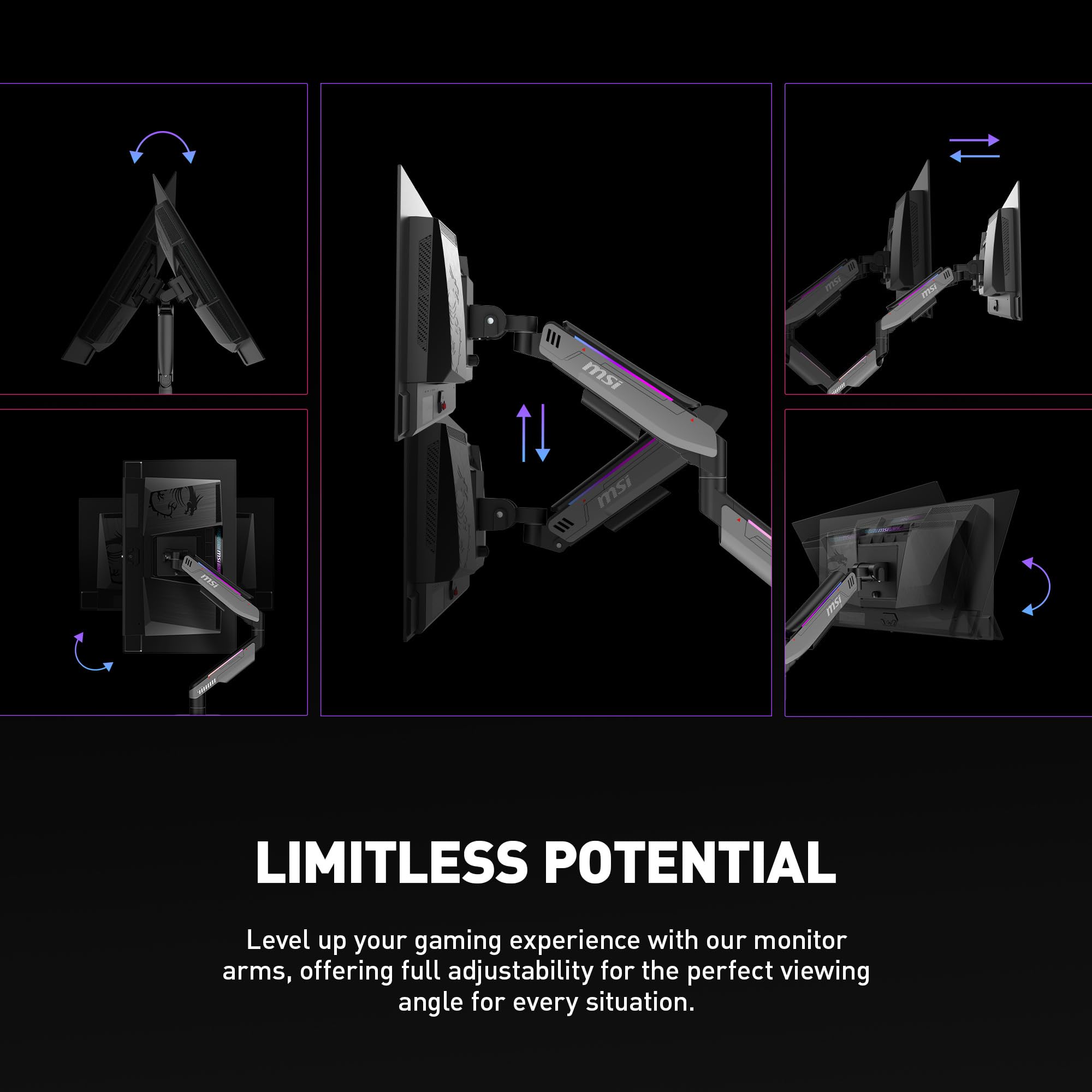 Foto 6 | Soporte para Monitor Msi Mpg Mt201r Premium Rgb Gray - Venta Internacional