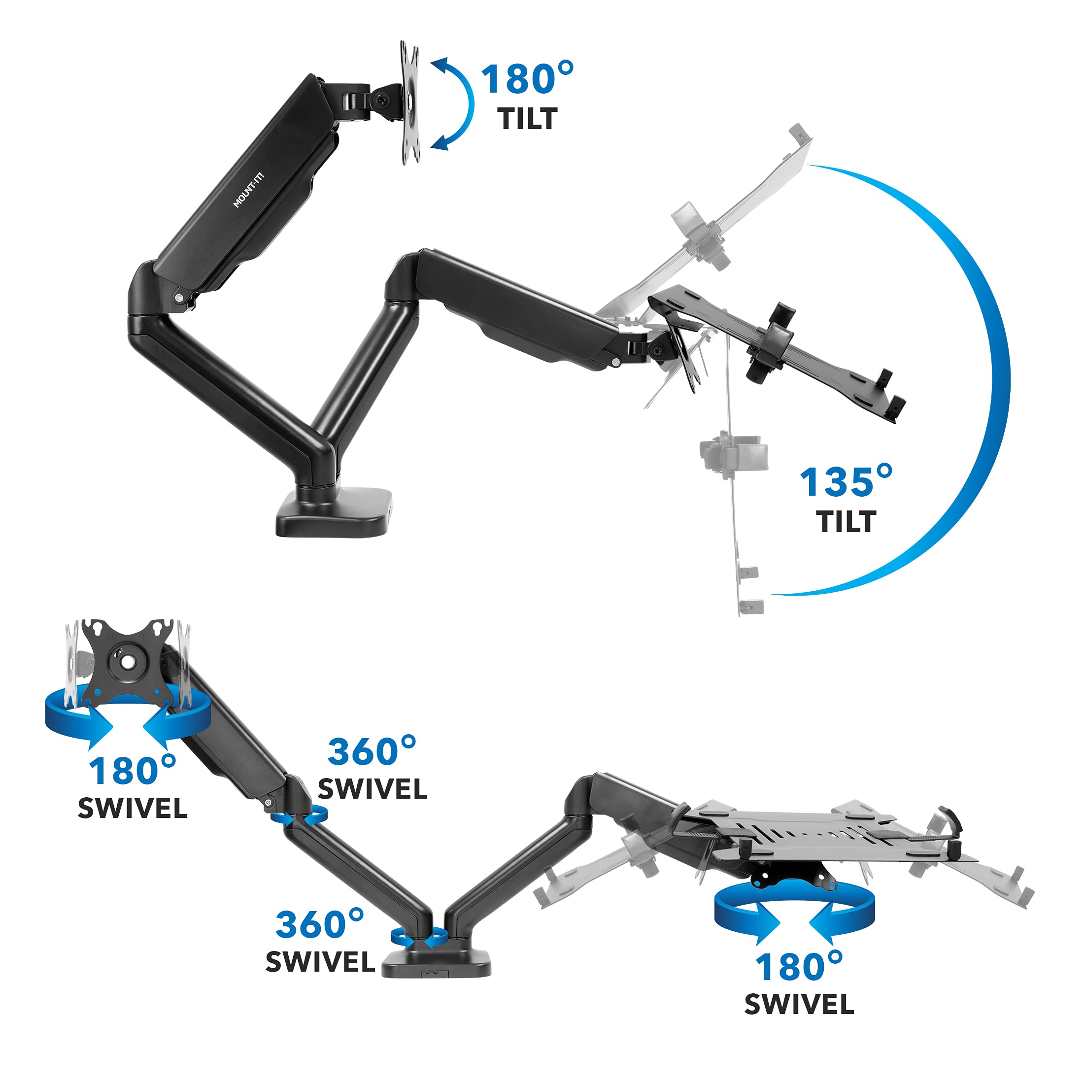 Foto 7 pulgar | Soporte De Escritorio Para Ordenadores Portátiles Y Monitores Mount-it! ¡movimiento Completo! - Venta Internacional.