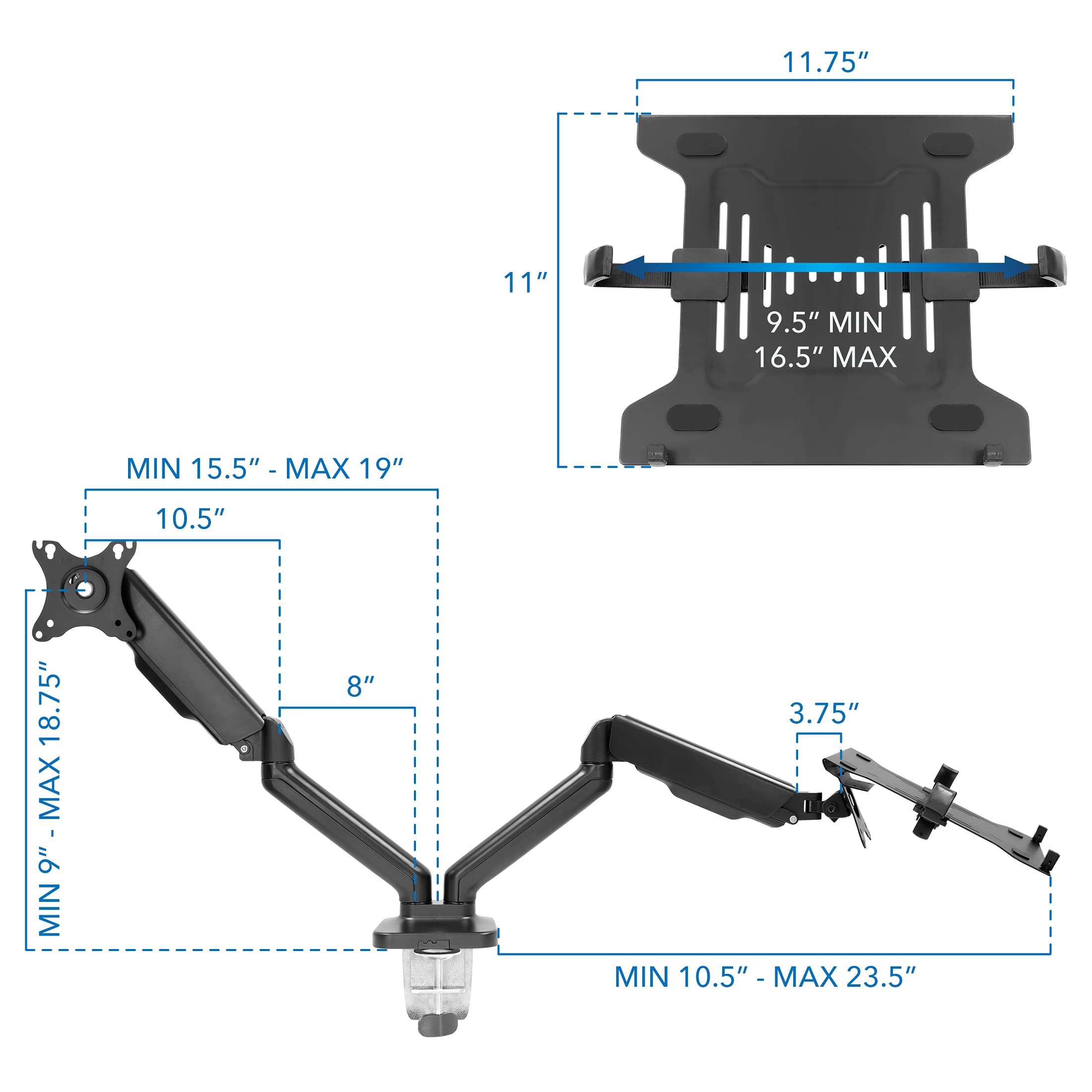 Foto 7 | Soporte De Escritorio Para Ordenadores Portátiles Y Monitores Mount-it! ¡movimiento Completo! - Venta Internacional.