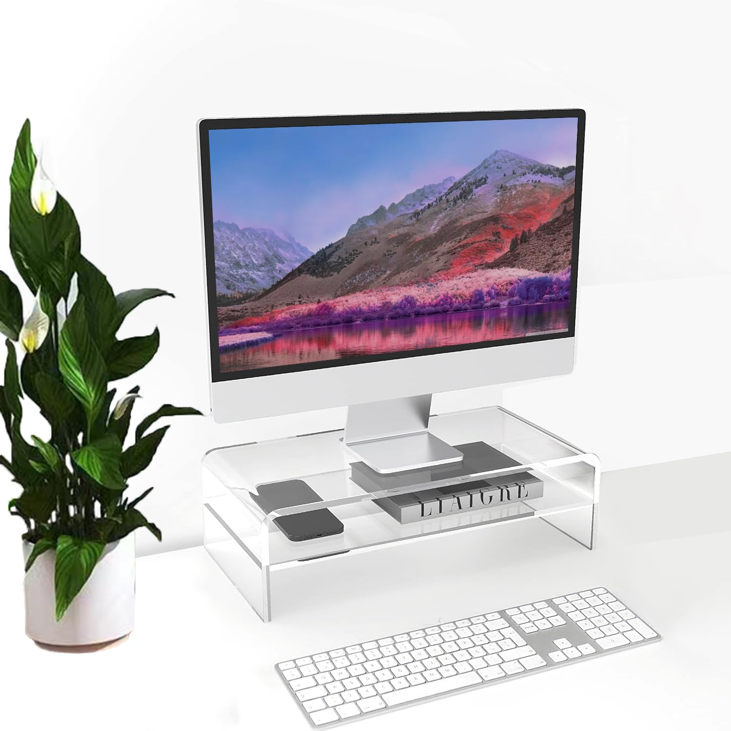 Foto 6 | Soporte de Monitor Acrílico con 2 Niveles 16 cm - Venta Internacional
