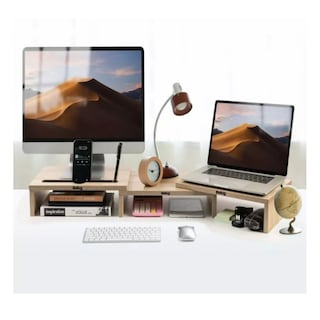 Foto 3 | Base Monitor Escritorio Doble Compatible Con Pc/portátil/belug Marrón