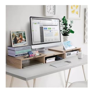 Foto 4 | Base Monitor Escritorio Doble Compatible Con Pc/portátil/belug Marrón
