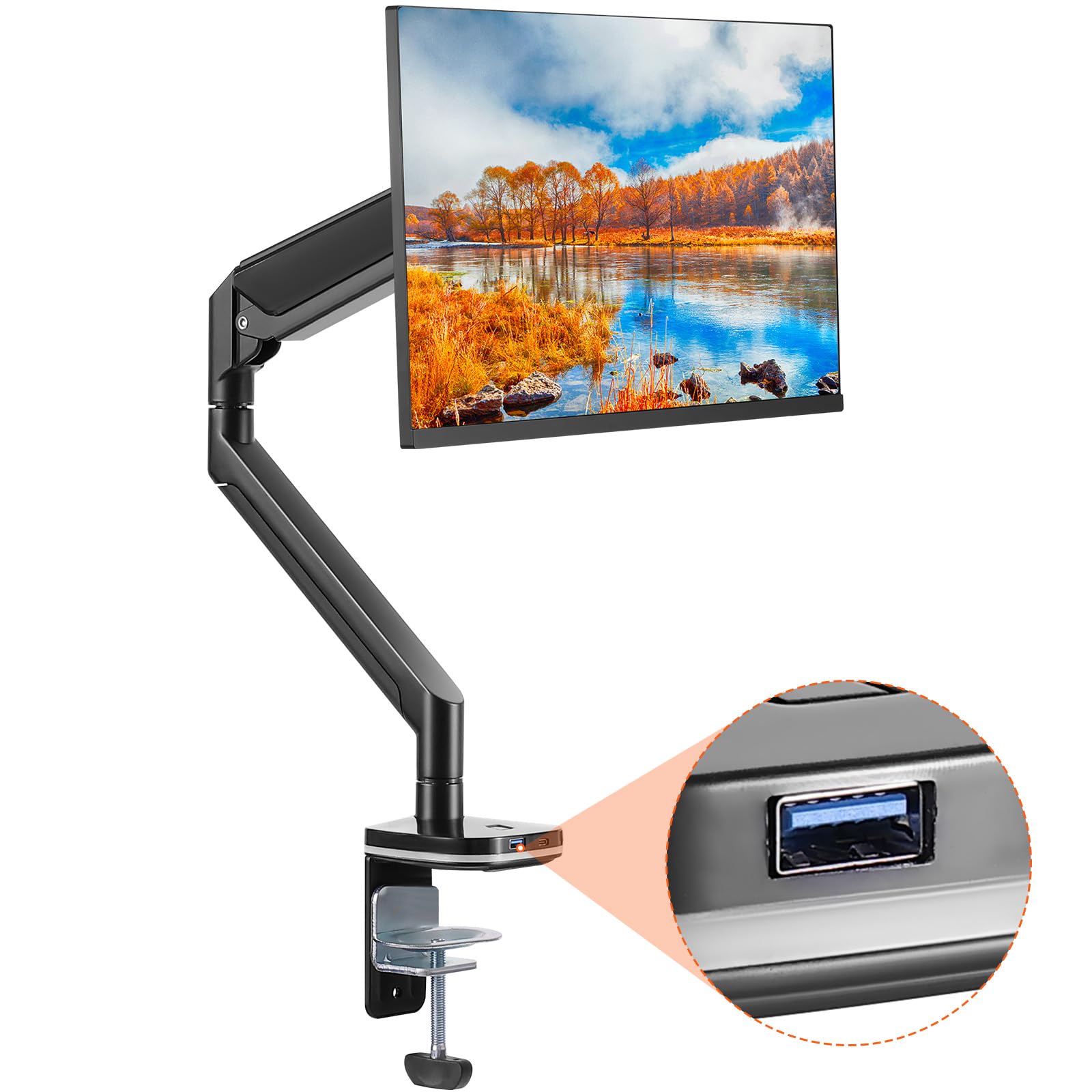 Soporte De Monitor Vevor Single Con Usb Para Pantallas De 13 A 35 Pulgadas De 12 A 12 Kg - Venta Internacional.