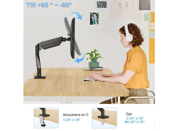 Foto 3 | Base Soporte Para Monitor De Escritorio Brazo 32 Pulgadas