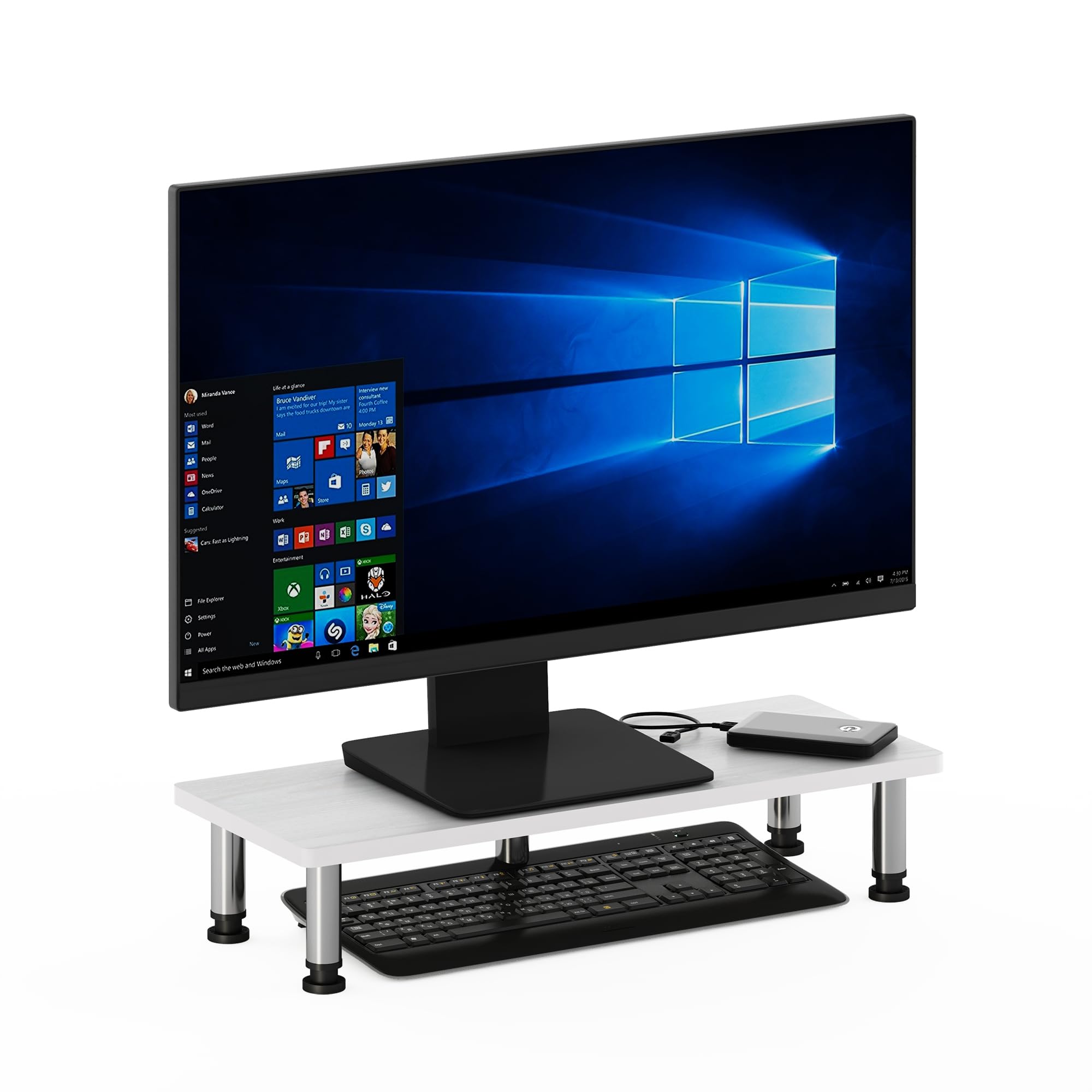 Foto 5 pulgar | Soporte Elevador Para Monitor Furinno Turn-n-tube, Roble Blanco - Venta Internacional.