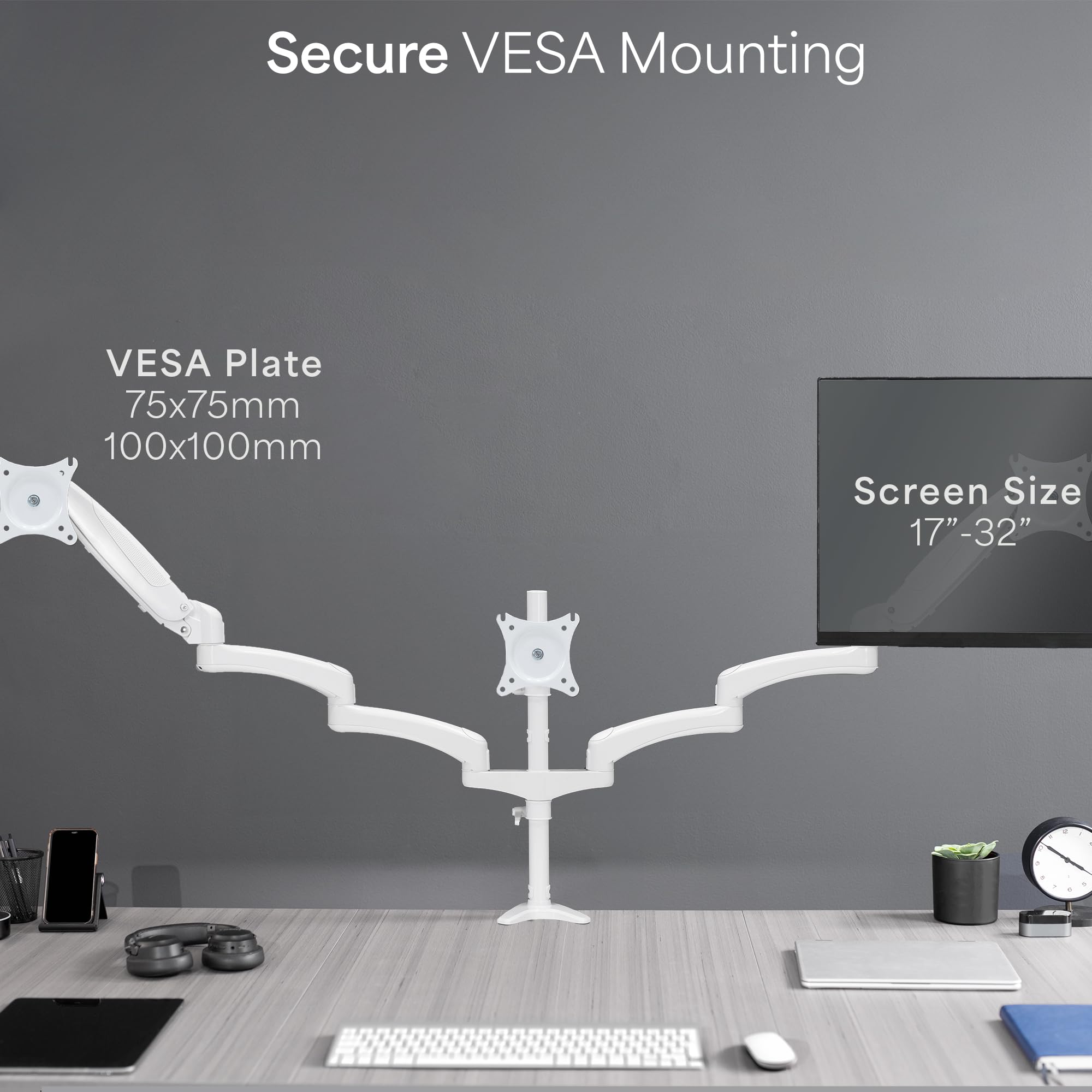 Foto 5 | Soporte Para Monitor Vivo Stand-v300gw, Neumático Triple, 43 Cm A 81 Cm - Venta Internacional.