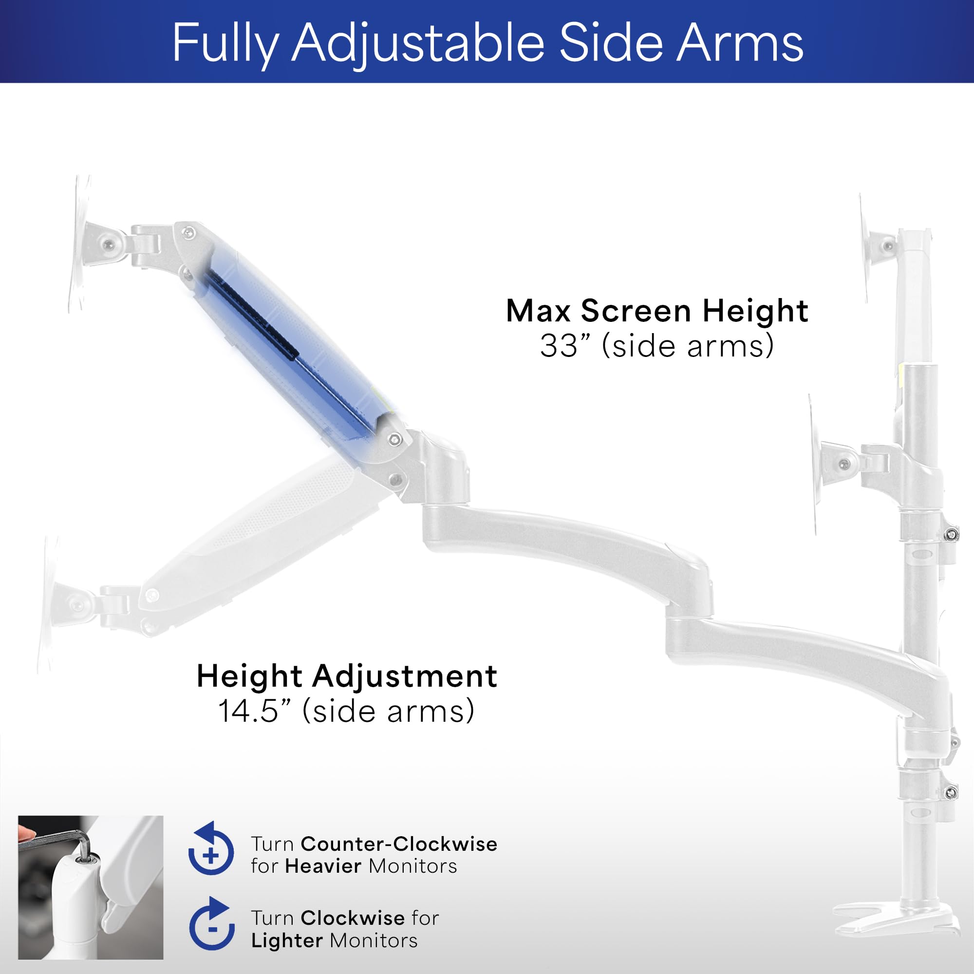 Foto 7 | Soporte Para Monitor Vivo Stand-v300gw, Neumático Triple, 43 Cm A 81 Cm - Venta Internacional.