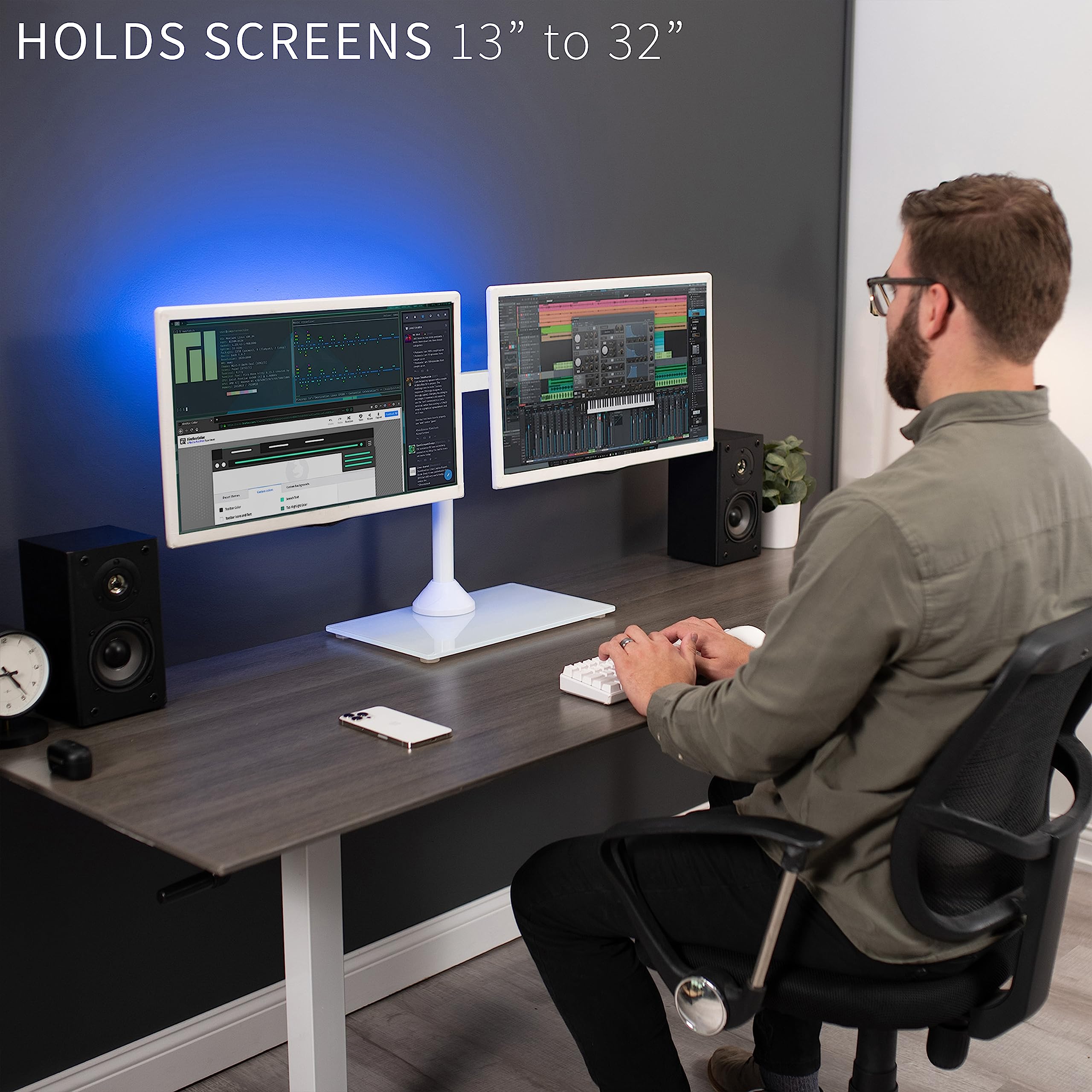Foto 4 | Soporte Doble Vivo Stand-v002fgw Para Monitor De 13 A 32 Pulgadas, Blanco - Venta Internacional.